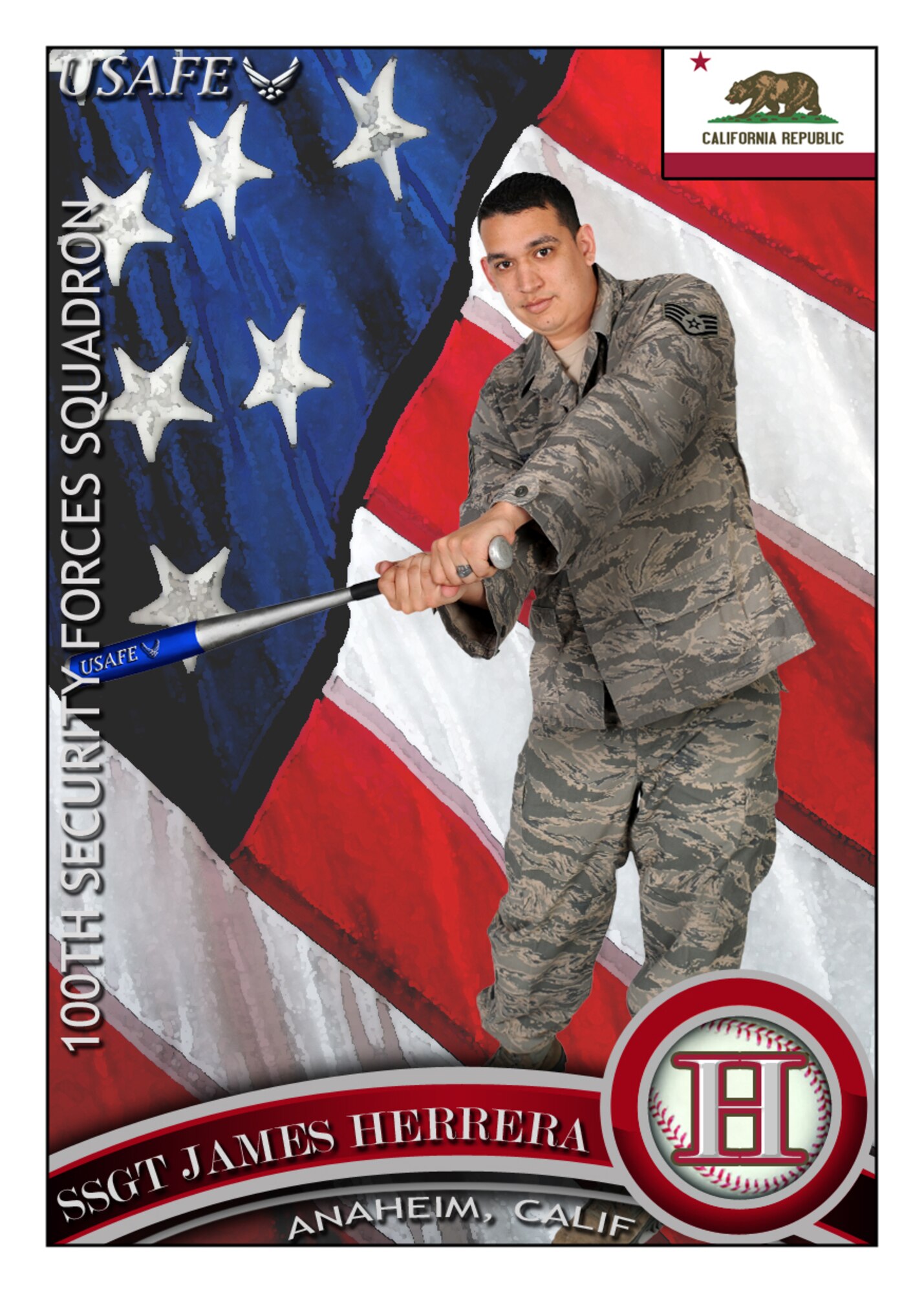 Staff Sgt. James Herrera, 100th Security Forces Squadron, describes how he believes standing as one, the Air Force is strong, and relays his excitement for the upcoming Olympic Games. Herrera is the 100th SFS armory non-commissioned officer in charge, and hails from Anaheim, Calif. Here’s what he had to say about the Games: “I feel a great sense of pride seeing fellow Americans represent, compete and win. It’s awesome to hear the national anthem during the medal ceremony.” (U.S. Air Force photo illustration/Tony Dineen)