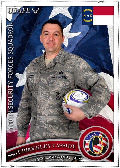Staff Sgt. Brockley Cassidy, 100th Security Forces Squadron, describes how he believes standing as one, the Air Force is strong, and relays his excitement for the upcoming Olympic Games. Cassidy is the 100th SFS mobility non-commissioned officer in charge, and hails from Goldsboro, N.C. “The Olympics bring out the true fan in all of us.  It isn’t about where the athletes are from or who they play for.  They are American, representing all of us, and to see them go out there and excel the only feeling one can have is pride.  Watching these great ambassadors of the U.S. compete and show respect for other countries makes me proud to call myself an American,” he said. (U.S. Air Force photo illustration/Tony Dineen)