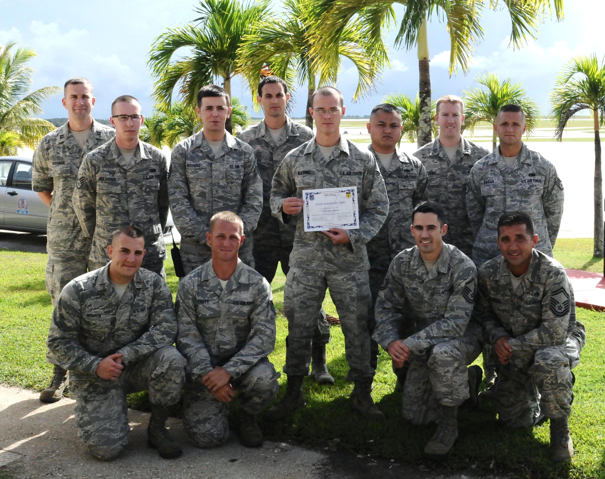 Senior Airman Dylan Blevins, 734th Air Mobility Squadron air terminal operational controller information controller, was awarded Andersen’s Best July 11. Team Andersen's Best is a recognition program which highlights a top performer from the 36th Wing. Each week, supervisors nominate a member of their team for outstanding performance and the wing commander presents the selected Airman/civilian with an award. To nominate your Airman/civilian for Andersen's Best, contact your unit chief or superintendent explaining their accomplishments. (U.S. Air Force photo by Airman 1st Class Mariah Haddenham/Released)