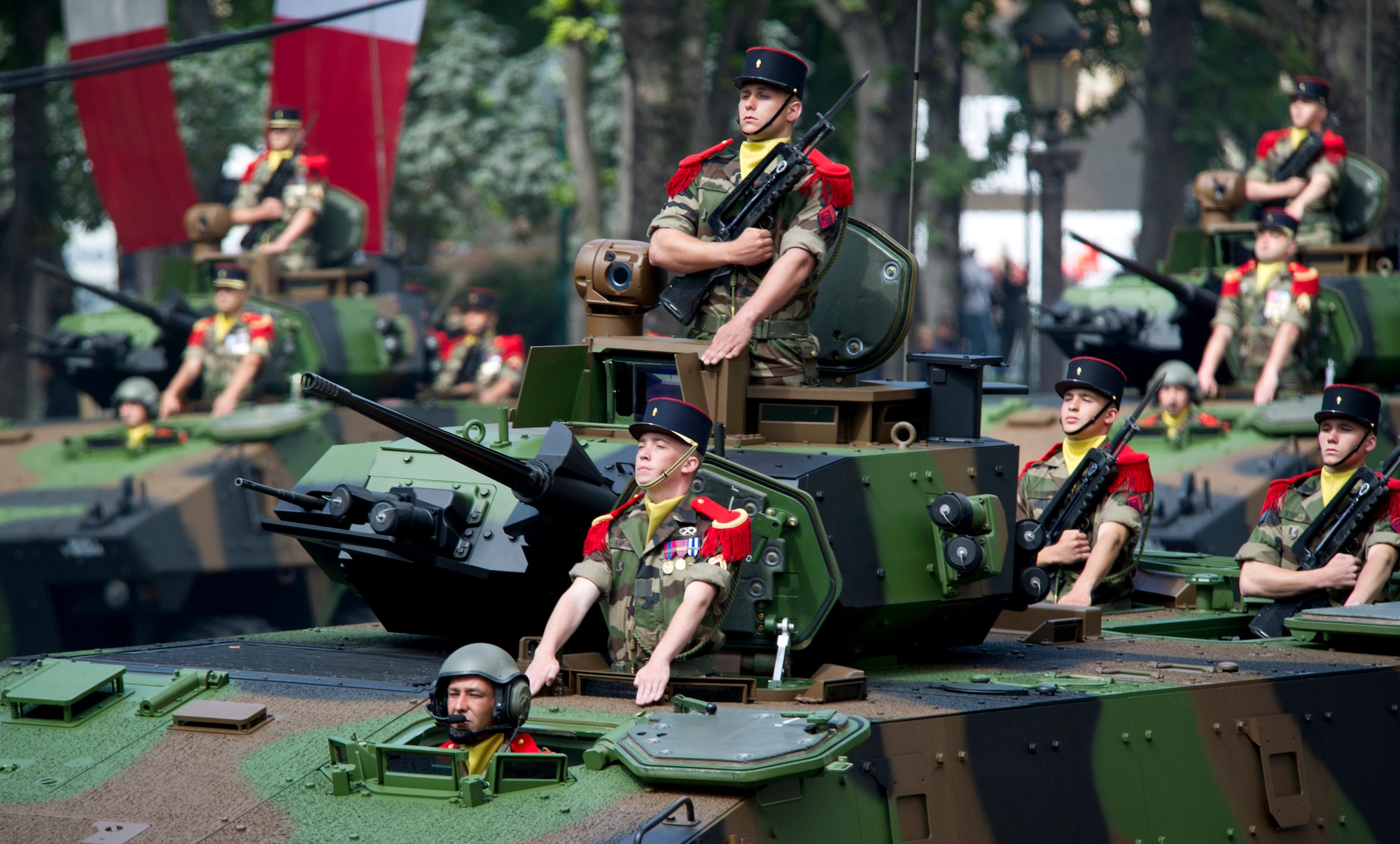 PARIS -- Camps del Elysee during the 2012, 14th of July parade in Paris. The 14th of July, known in English by Bastille Day, is the French equivalent of the American 4th of July. It commemorates the attack on the Bastille on July 14, 1989, which preceded the French revolution. (U.S. Air Force photo/Staff Sgt. Benjamin Wilson)