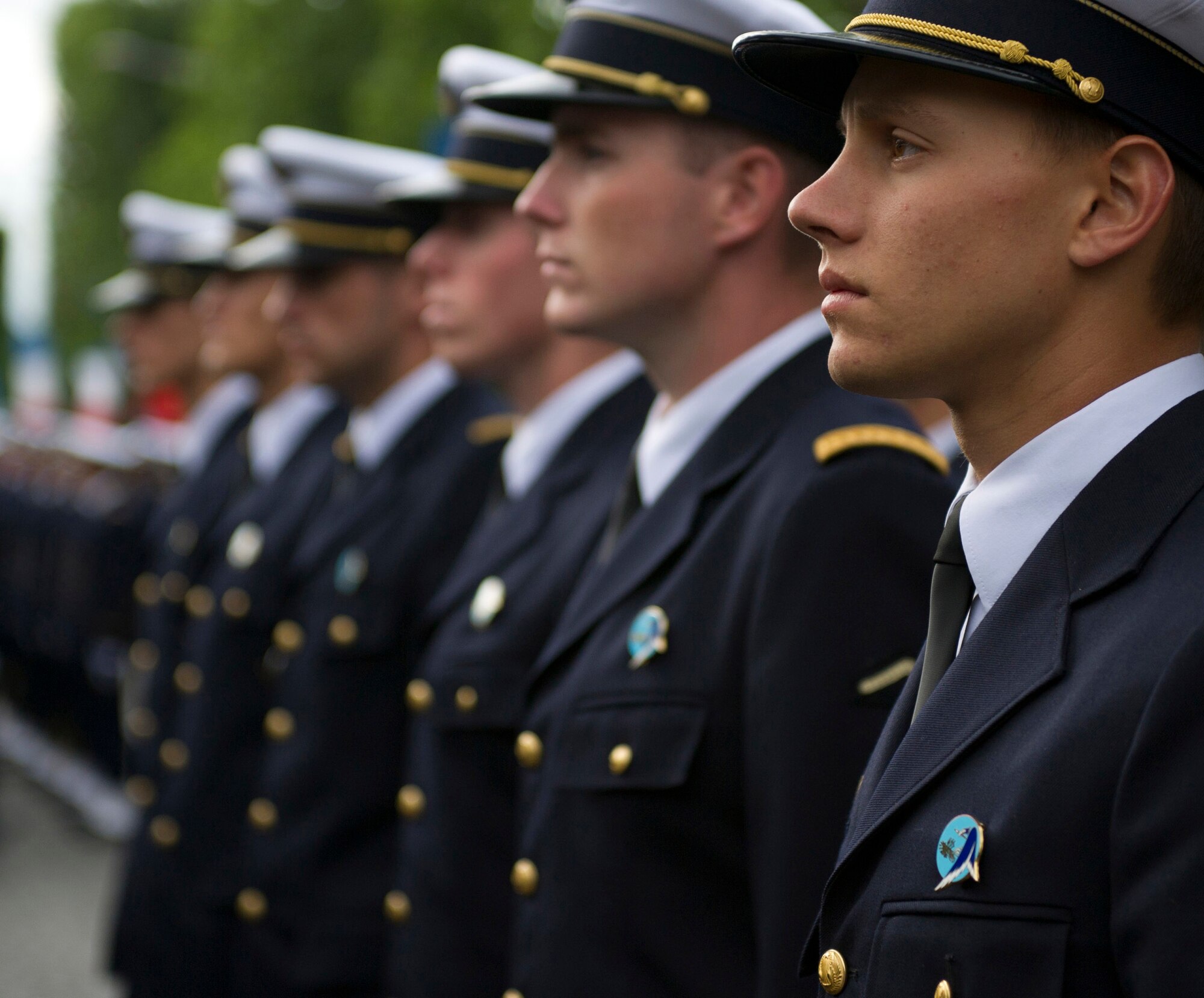 PARIS -- French air force cadets stand in formation before marching in the 2012, 14th of July parade in Paris. The 14th of July, known in English by Bastille Day, is the French equivalent of the American 4th of July. It commemorates the attack on the Bastille on July 14, 1989, which preceded the French revolution. (U.S. Air Force photo/Staff Sgt. Benjamin Wilson)