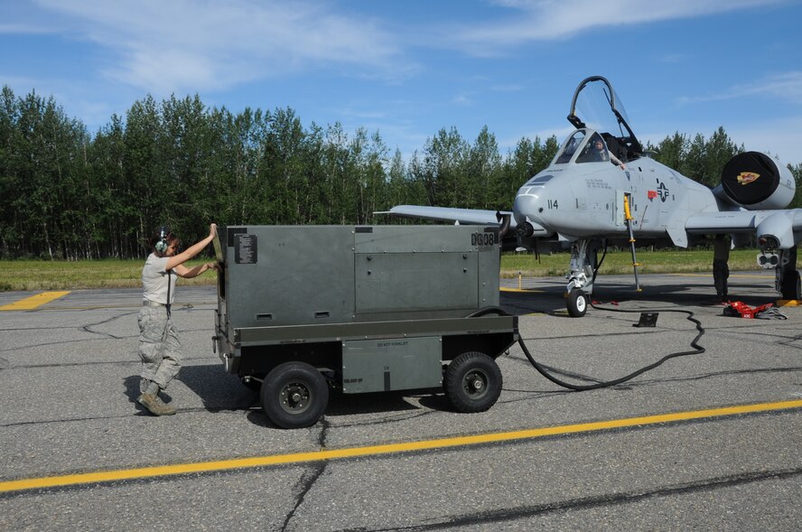 EIELSON AIR FORCE BASE, Alaska – Approximately 12 A-10 Thunderbolt II aircraft assigned to the 442nd Fighter Wing are deployed here for training, July 15, 2012. The Air Force Reserve unit is from Whiteman Air Force Base, Mo. (U.S. Air Force photo/Staff Sgt. Lauren Padden)