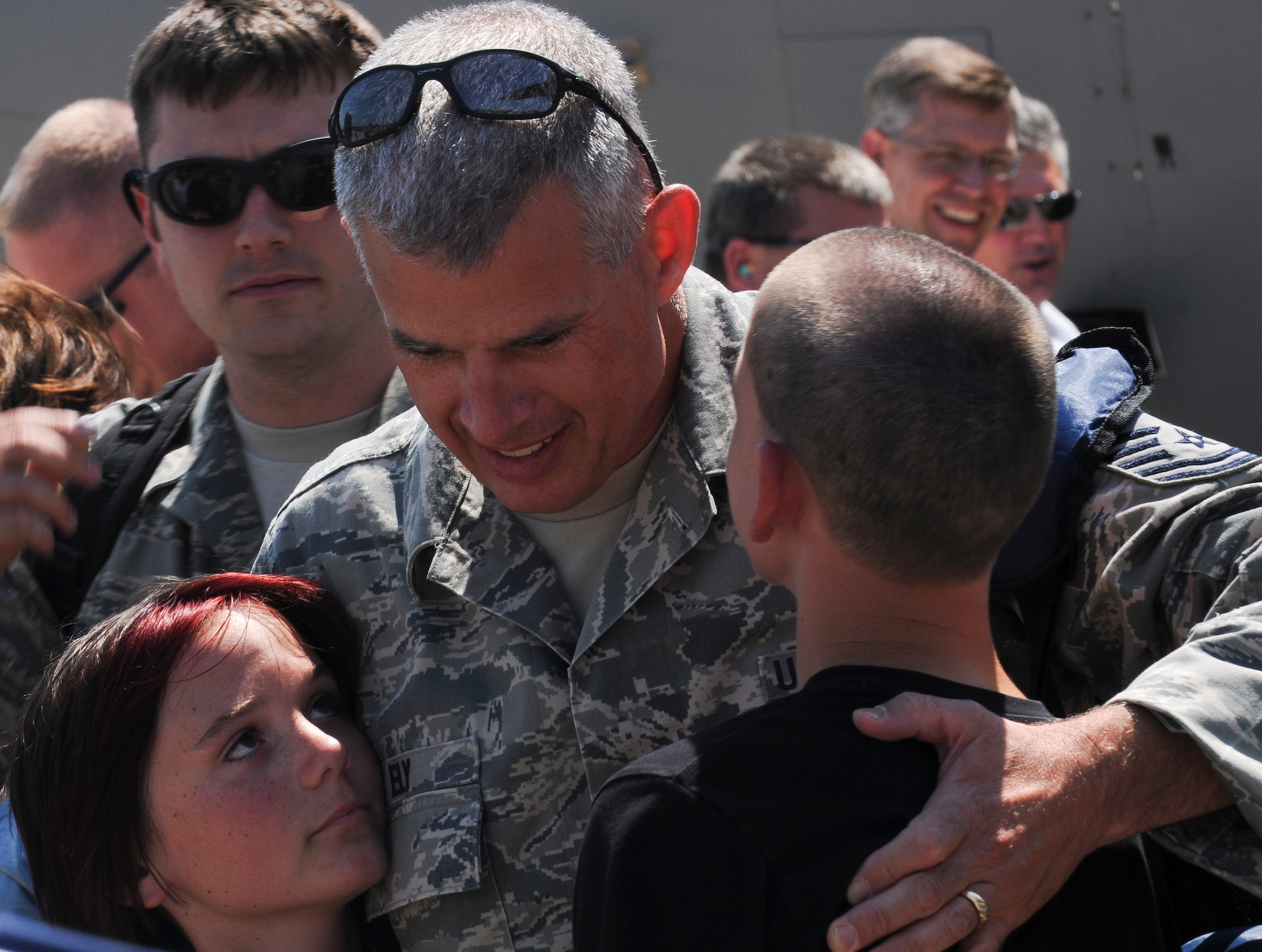 The last Minnesota Air National Guard C-130 “Hercules” from the current deployment arrived on July 16, 2012, bringing home about thirty Airmen from deployment to Southwest Asia to the St. Paul Air National Guard base, greeted by enthusiastic family and friends. Three C-130 flights, each with about thirty Airmen aboard, redeployed back to the 133rd Airlift Wing in July. USAF official photo by Tech. Sgt. Erik Gudmundson