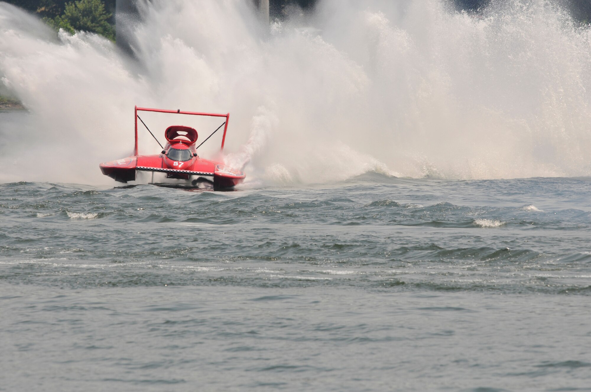 U-57 Formularboats.com qualifies at the 2012 Lucas Oil Indiana Governor’s Cup, 62nd Annual Madison Regatta, July 6, 2012. N. Mark Evans, driver, has been behind the wheel since 2010. H1 Unlimited is partner with the Air National Guard Hydroplane Series. (National Guard photo by Master Sgt. Kurt Skoglund/Released)