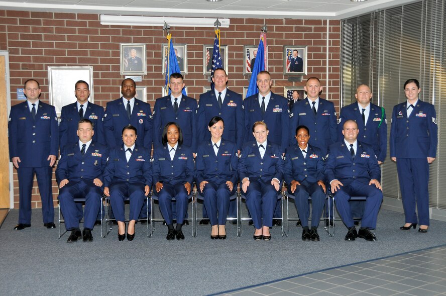 McGHEE TYSON AIR NATIONAL GUARD BASE, Tenn. -- Airman Leadership School Class 12-6, B-Flight, gathers at the I.G. Brown Training and Education Center, July 16, 2012.  (National Guard photo by Master Sgt. Kurt Skoglund/Released)