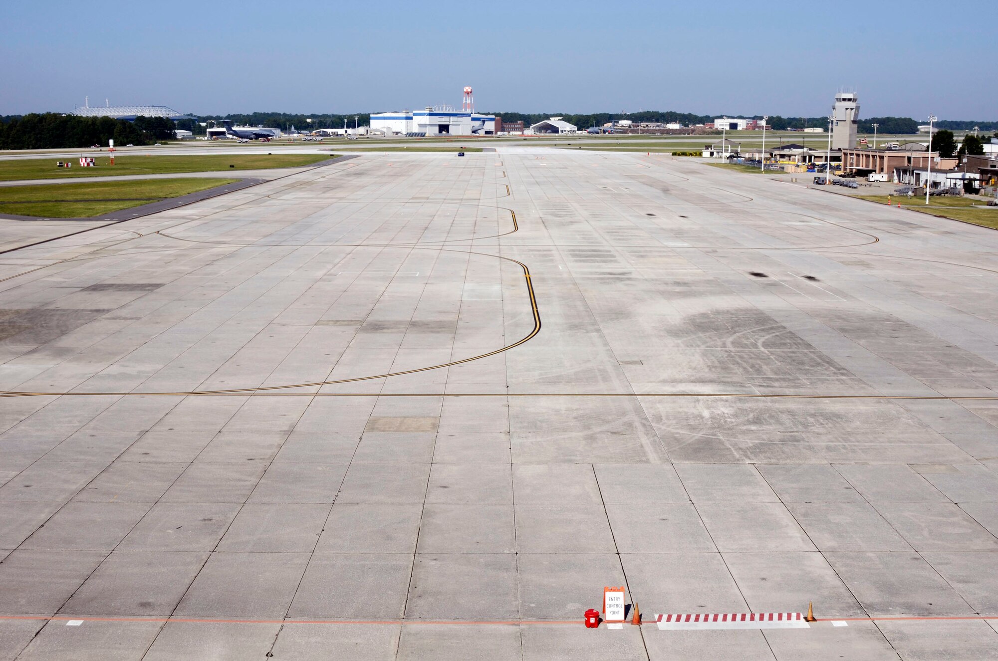 The Dobbins flightline is closed for repair during the month of July. Over half of the wing’s aircraft are deployed, supporting operations in the middle east. The remaining have relocated to Maxwell Air Force Base, Ala., during the renovation. (photo by Don Peek)