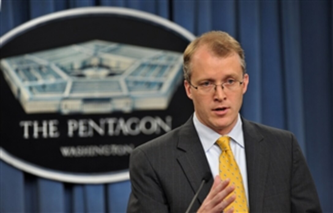 Acting Assistant Secretary of Defense for Public Affairs George E. Little answers a reporter's question during a press conference in the Pentagon Press Briefing Room on July 17, 2012. 