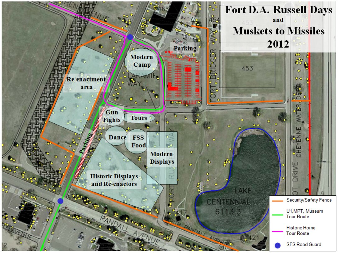 Fort D.A. Russell Days tour routes.