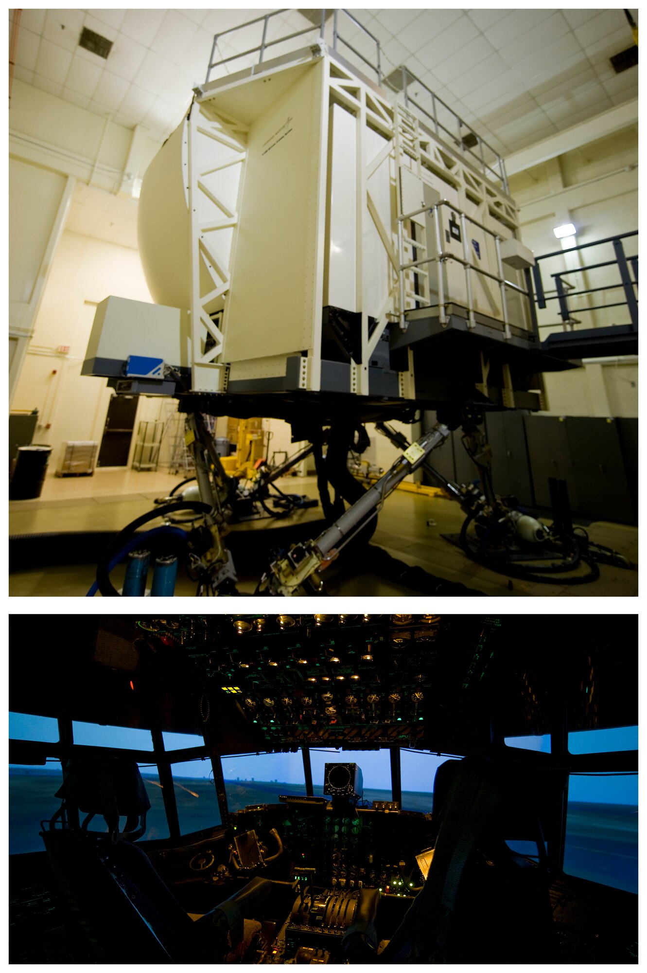 The C-130H simulator is located in building 7000 at Dyess Air Force Base, Texas. Throughout its years at Dyess, the simulator has been used to train hundreds of aircrew from the 463rd Airlift Wing, 7th Bomb Wing and 317th Airlift Group. (U.S. Air Force photos by Airman 1st Class Damon Kasberg/Released)