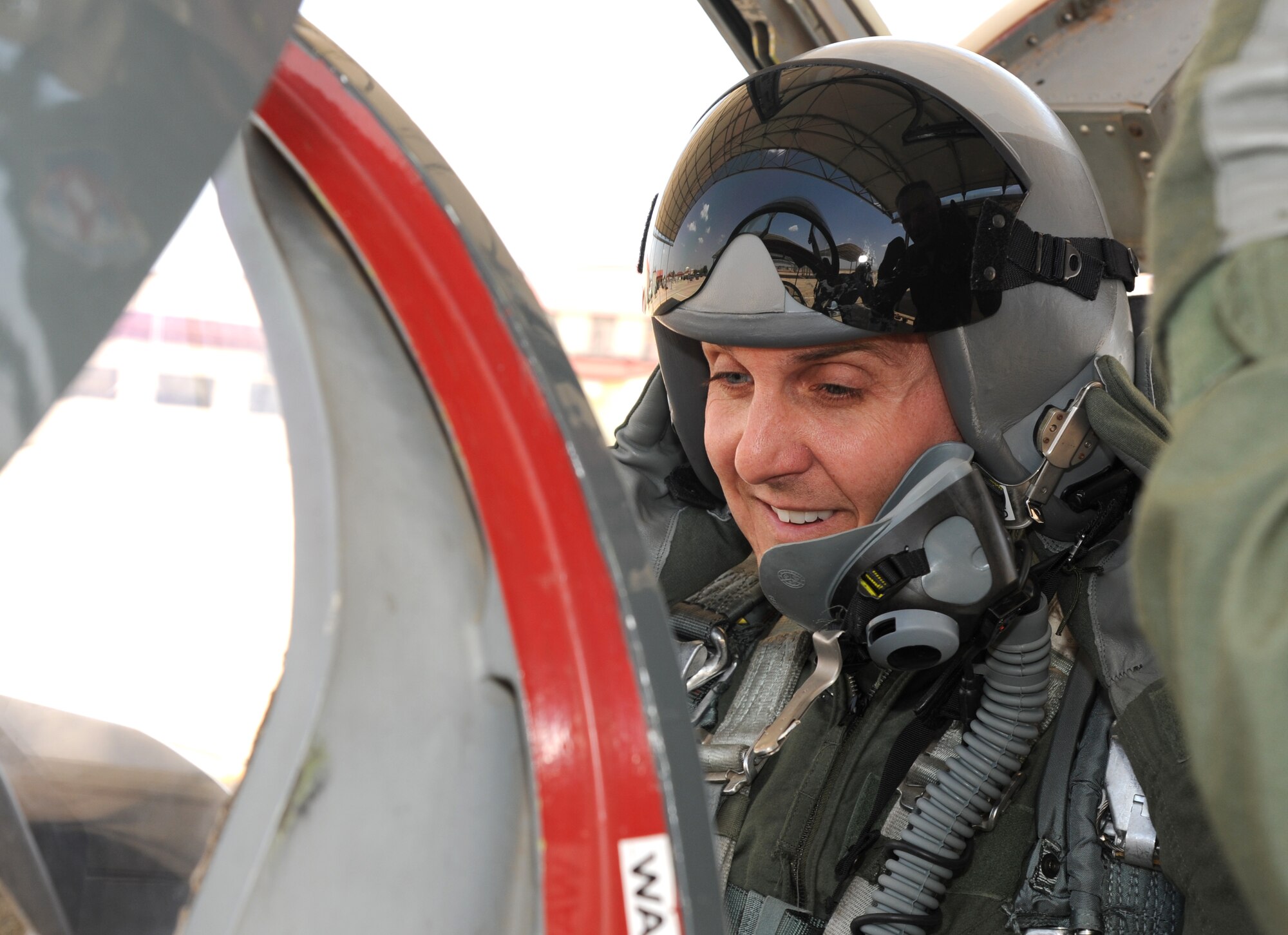 Michael Fields, honorary commander for the 71st Operations Group at Vance Air Force Base, Okla., prepares for his orientation ride in a T-38 Talon July 17. (U.S. Air Force photo/ Airman 1st Class Frank Casciotta)