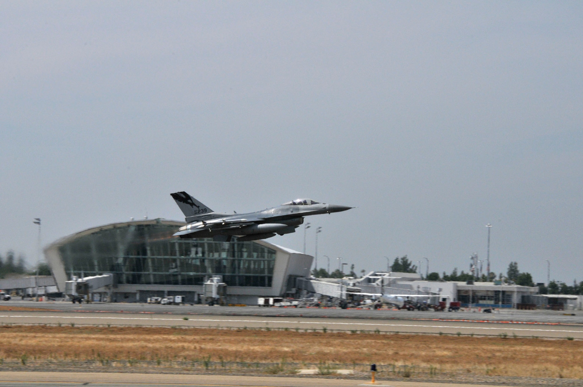 On July 13, an F-16C Fighting Falcon from the 144th Fighter Wing, California Air National Guard, lifts off for the Rim of the Pacific (RIMPAC) exercise taking place at Joint Base Pearl Harbor-Hickam, Hawaii.  The 2012 RIMPAC exercise is the twenty-third maneuver in a history of bi-annual drills that dates back four decades. The purpose of the exercise is to bring together nations to observe, train and exchange information that fosters a cooperative training environment. (Air National Guard photograph by Senior Master Sgt. Chris Drudge)