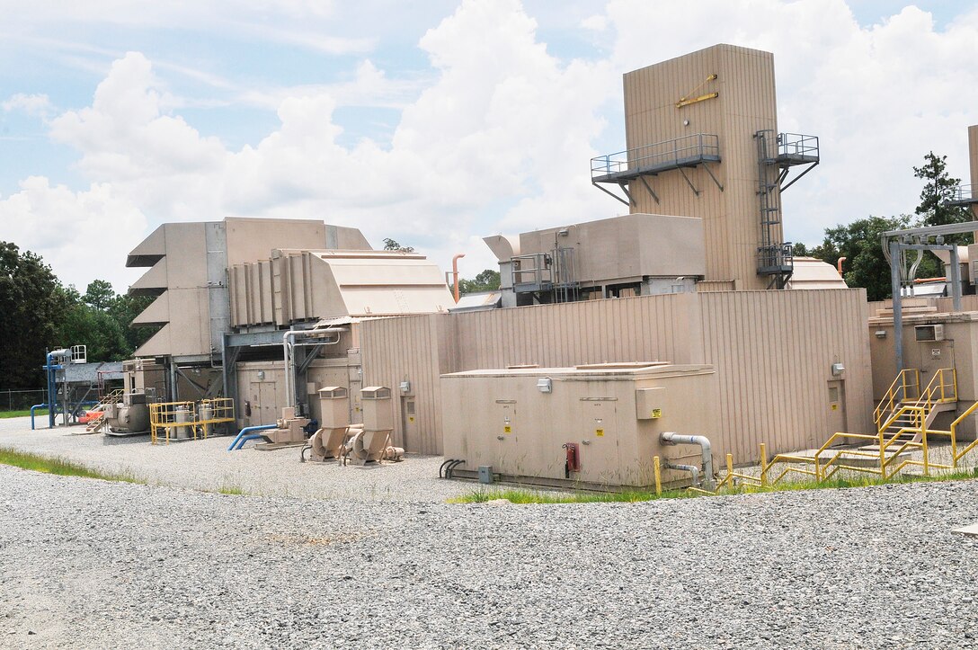 The Combustion Turbine plant that houses two 90- megawatt backup generators for Robins is located on the south end of the base.  (U. S. Air Force photo/Sue Sapp)