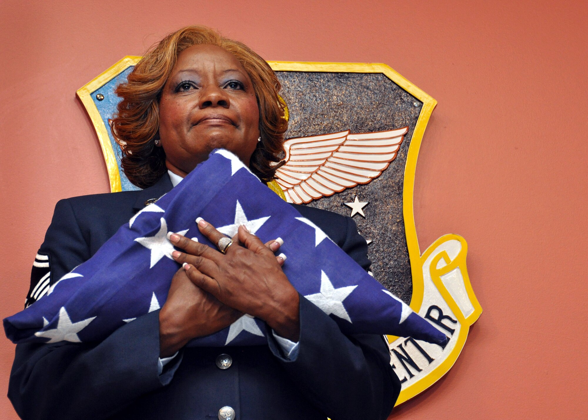 TRAVIS AIR FORCE BASE, Calif. -- Senior Master Sgt. Arnita Fowler, 349th Aerospace Medical Squadron retires from the U.S. Air Force on June 23, 2012, at Travis Air Force Base, Calif. (U.S. Air Force photo/Tech. Sgt. Rachel Martinez)