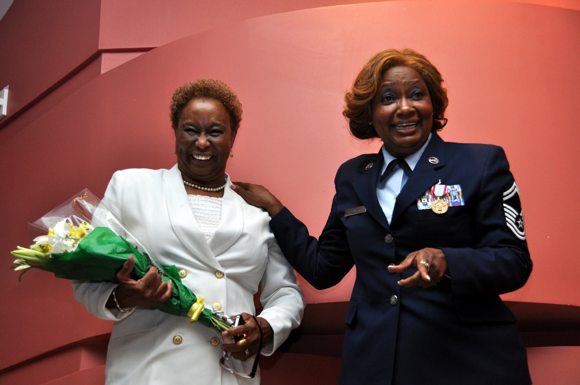 TRAVIS AIR FORCE BASE, Calif. -- Senior Master Sgt. Arnita Fowler, 349th Aerospace Medical Squadron retires from the U.S. Air Force on June 23, 2012, at Travis Air Force Base, Calif. (U.S. Air Force photo/Tech. Sgt. Rachel Martinez)