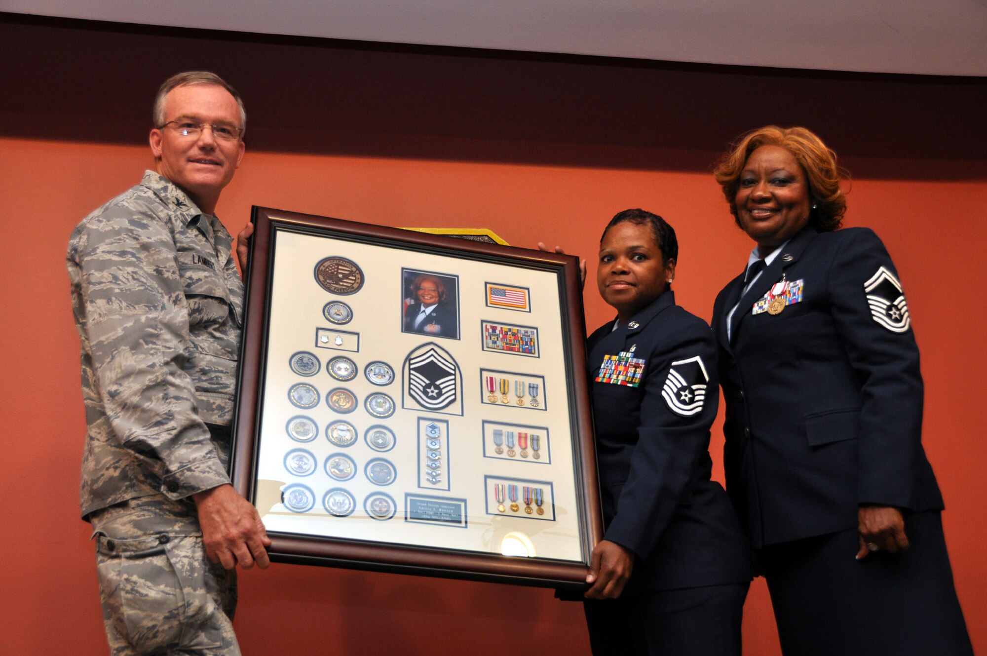 TRAVIS AIR FORCE BASE, Calif. -- Senior Master Sgt. Arnita Fowler, 349th Aerospace Medical Squadron retires from the U.S. Air Force on June 23, 2012, at Travis Air Force Base, Calif. (U.S. Air Force photo/Tech. Sgt. Rachel Martinez)