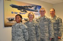 Staff Sgt. Victoria Lathon, 69th Bomb Squadron, Master Sgt. Amber Alter, 23rd Bomb Squadron and Airman 1st Class Zaccari Dunham, 23rd BS, combined are the Aviation Resource Management office. Their mission is to ensure 189 aircrew members are physically and physiologically qualified to fly B-52 Aircrafts. They ensure aircrew members have completed all mandatory ground and flight training prior to each flight and are the final look prior to aircrews stepping onto the aircraft. After each flight, the SARM office updates flying training accomplished and inputs all flight hours into the ARMS Database. This enables leadership to make effective planning decisions to ensure aircrews stay nuclear and conventionally qualified to execute the 5th Bomb Wing's dual-role mission.
