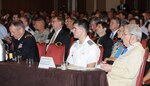 Former Sen. John W. Warner, right, came to hear how the Army and the Air Force are working together to "Power the Force; Fuel the Fight" at the first Joint Army-Air Force Energy Forum in Arlington, Va.
(U.S. Army photo/Rob McIlvaine)