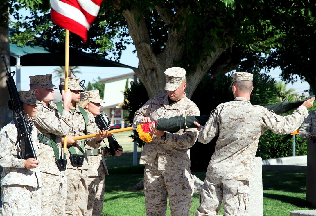 Col. David J. Eskelund, assumes command of the newly activated Marine Corps Logistics Operations Group