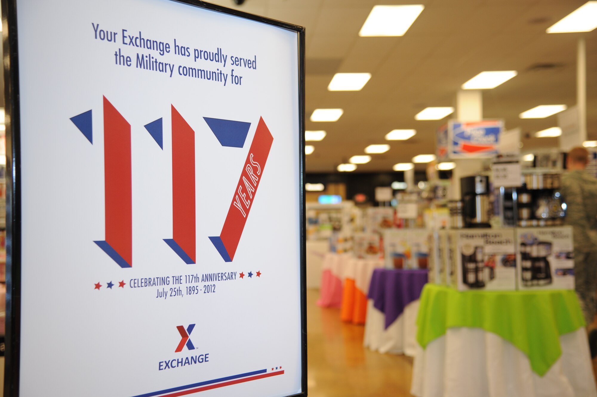 On July 25, Columbus AFB Exchange facilities will mark the Army and Air Force Exchange Service’s 117th birthday with a host of savings and specials. AAFES began in 1895 when the War Department issued General Order 46. (U.S. Air Force photo/Airman 1st Class Charles Dickens)