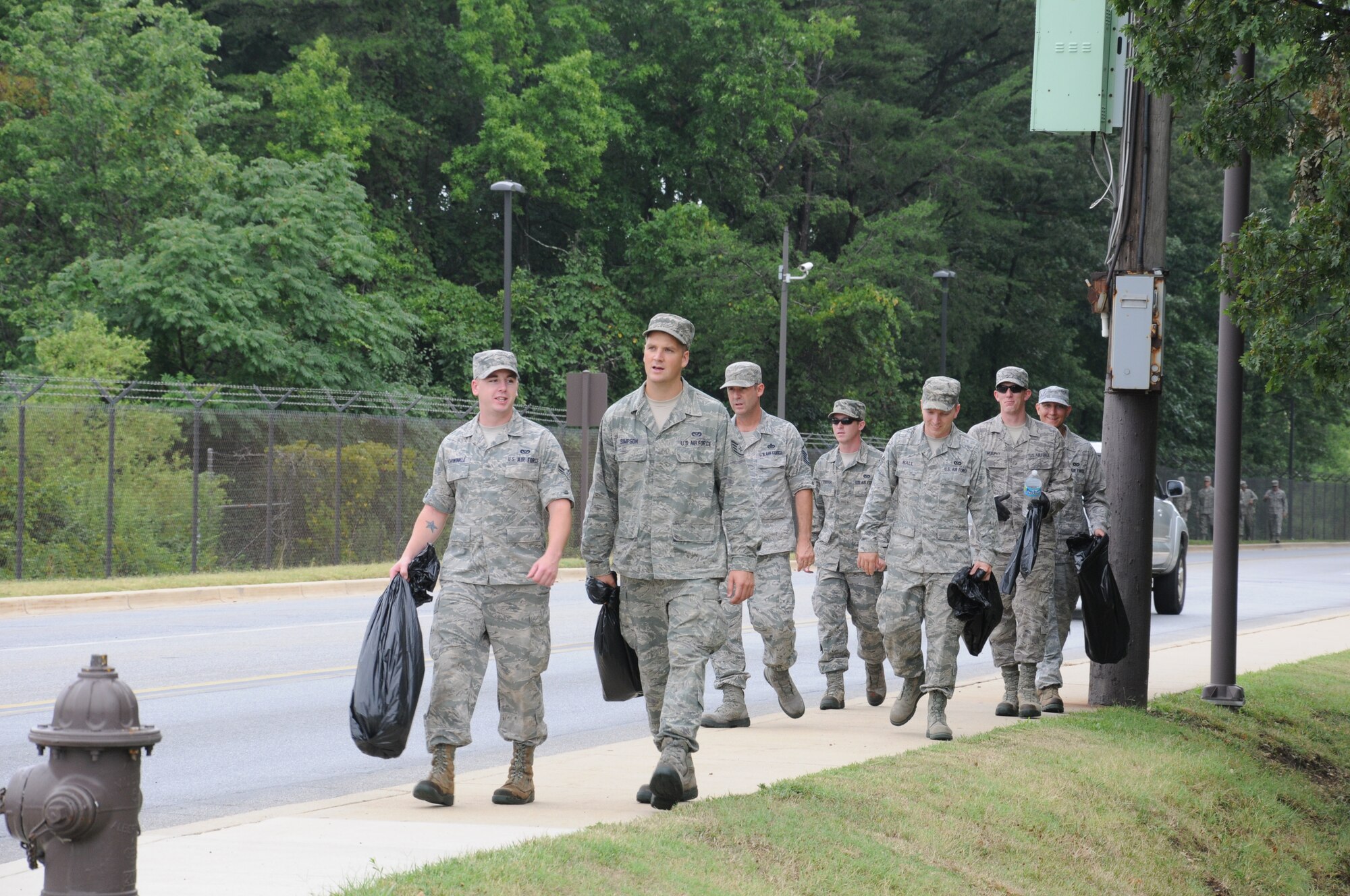 JOINT BASE ANDREWS, Md.,- Members from Joint Base Andrews participate in a base-wide clean-up, July 20, 2012, here. The clean-up is part of a continuing effort to maintain the beatification of the base. (U.S. Air Force photo/Senior Airman Katie Spencer)
