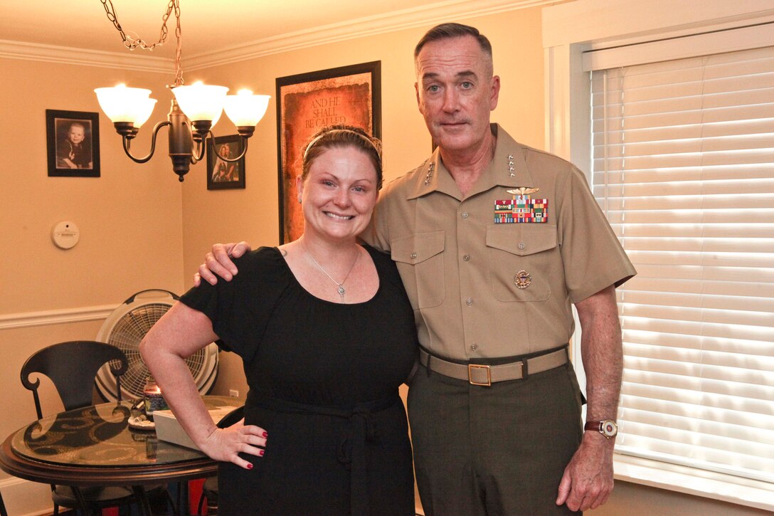 General Joseph F. Dunford, Jr., the 32nd Assistant Commandant of the Marine Corps, visits with SSgt Young in Haverhill, MA, July 21, 2012. (U.S. Marine Corps photo by Lance Cpl. Tia Dufour/Released)