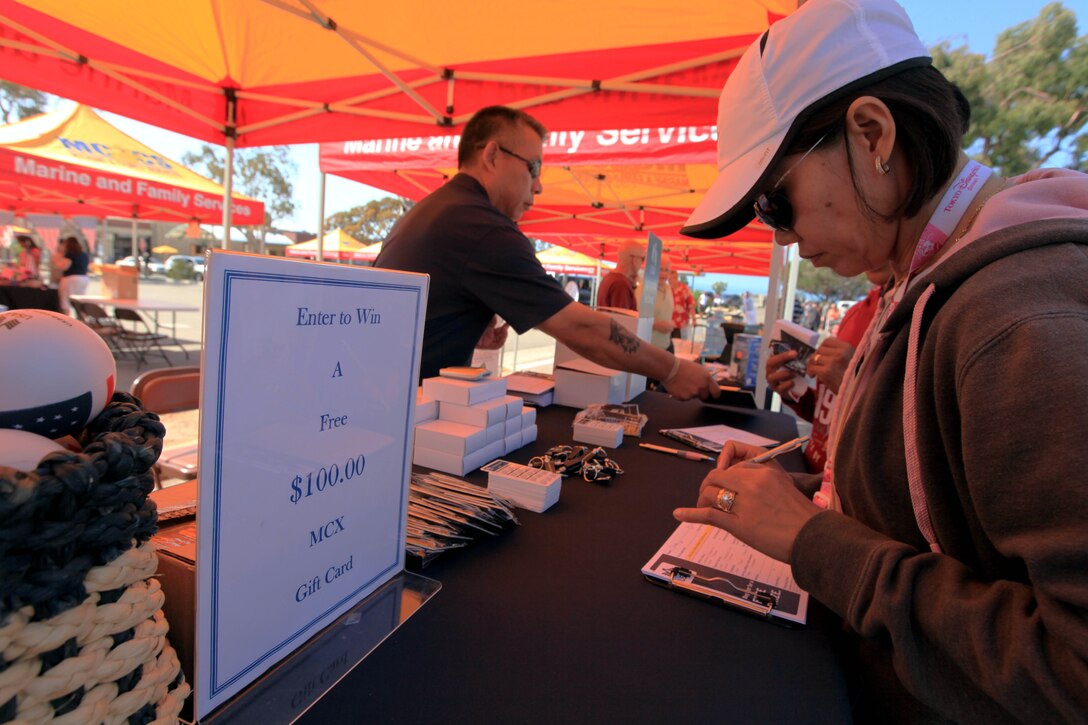 Service members and their families attending the 13th annual Community Day Celebration were able to enter and sign-up to win prizes at the the various booths at the San Onofre Community Center, July 21. A raffle was held throughout the day offering prizes from gift certificates to video game systems.