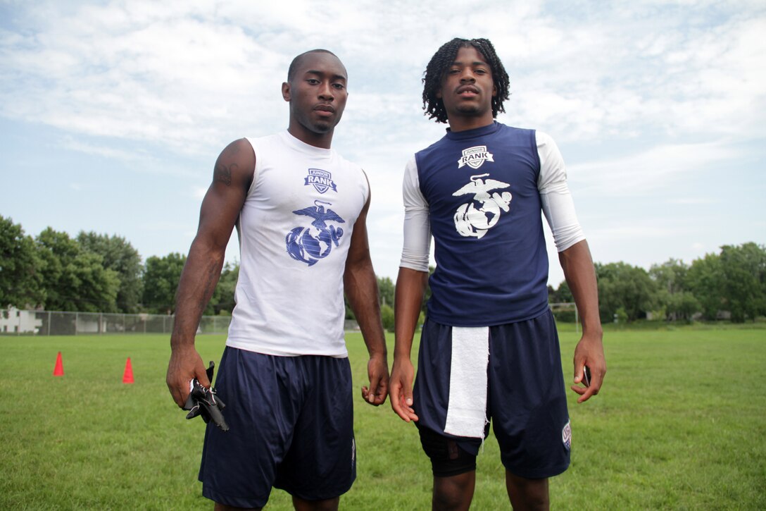 Finalists for the Minneapolis Diamond Flight Camp Fastest Man Competition wait for the next heat on July 22. The winner of the competition will attend the Junior Rank Proving Ground combine for the National Fastest Man Competition later this year.