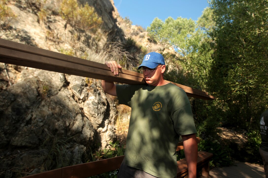 Eleven Marines with Wounded Warriors Battalion West volunteered their time at the Big Morongo Canyon Preserve in Morongo Valley, Calif. June 15.