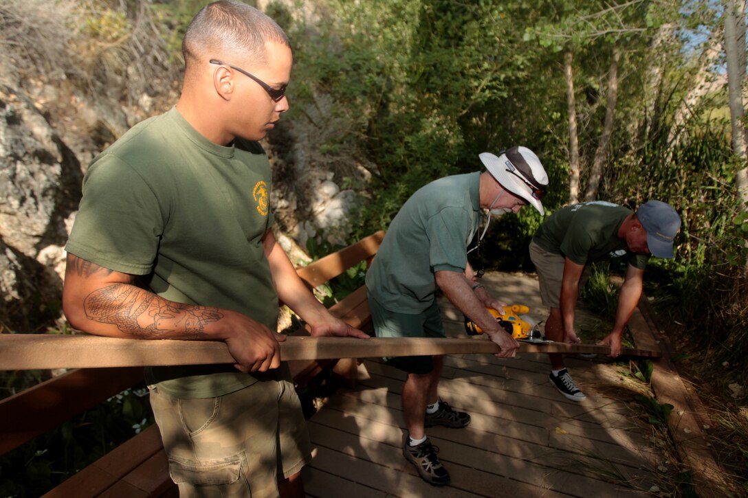 Eleven Marines with Wounded Warriors Battalion West volunteered their time at the Big Morongo Canyon Preserve in Morongo Valley, Calif. June 15. 