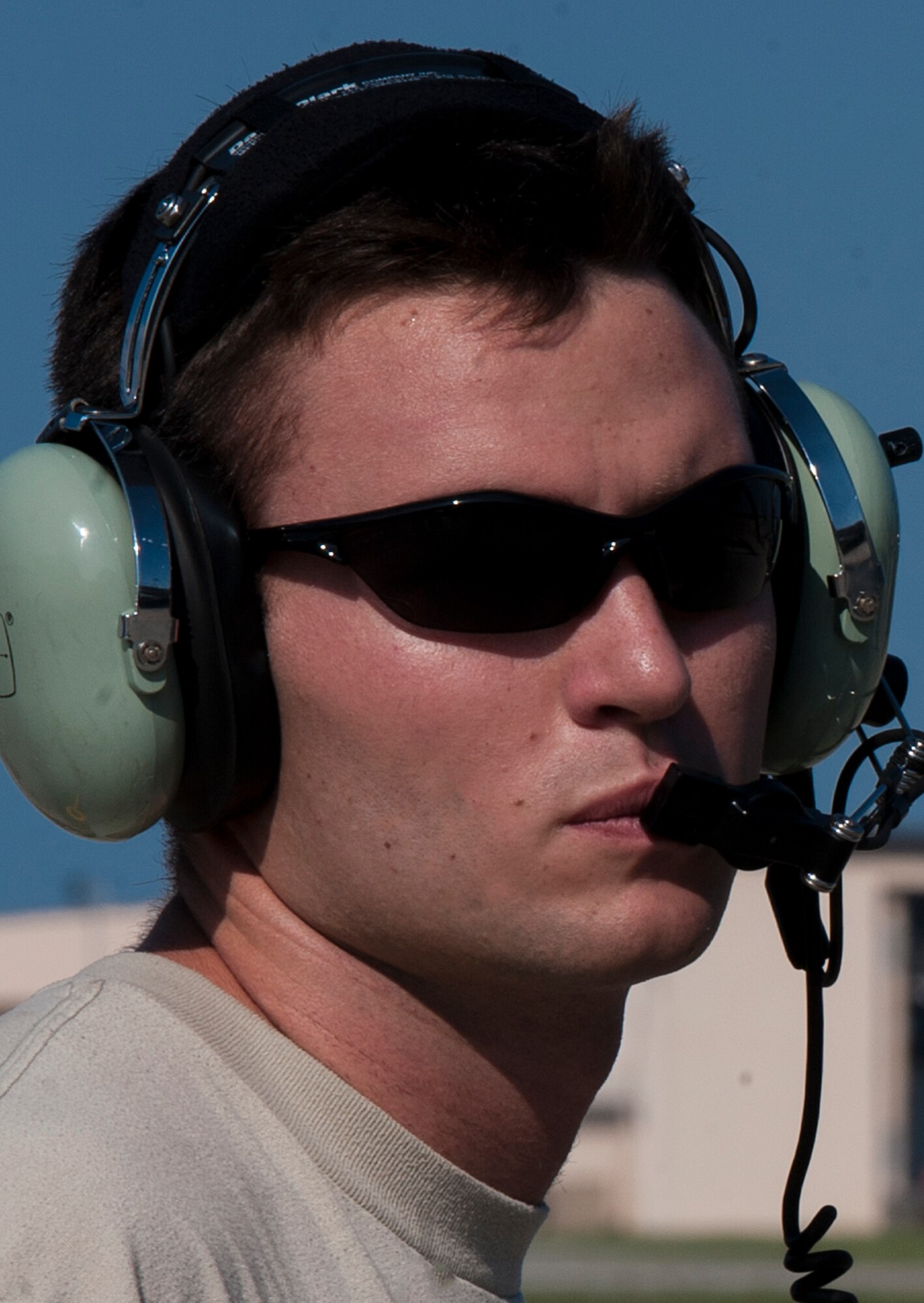 U.S. Air Force Airman 1st Class Tucker Clark, a crew chief for 801st Special Operations Aircraft Maintenance Squadron, looks over a CV-22 during routine inspections before the aircraft can take flight on Hurlburt Field, Fla., July 17, 2012. The 801st SOAMXS supports the 8th Special Operations Squadron and the 15th Special Operations Squadron. (U.S. Air Force photo/Airman 1st Class Christopher Williams)(Released)