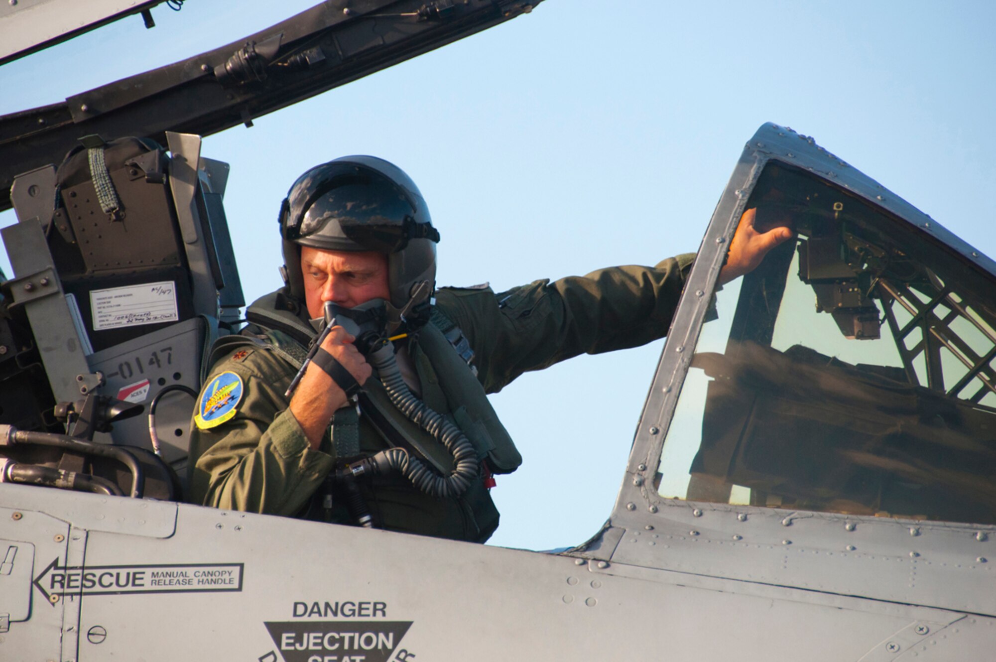 JOINT BASE PEARL HARBOR-HICKAM, Hawaii - U.S. Air Force Maj. Maury Kent communicates with the crew chief of an A-10 Thunderbolt II prior taking part in a mission as part of the Rim of the Pacific military exercise July 17, 2012, at Joint Base Pearl Harbor-Hickam, Hawaii.  Twenty-two nations, more than 40 ships and submarines, more than 200 aircraft and 25,000 personnel are participating in RIMPAC from June 29 to Aug. 3, in and around the Hawaiian Islands. The world's largest international maritime exercise, RIMPAC provides a unique training opportunity that helps participants foster and sustain the cooperative relationships that are critical to ensuring the safety of sea lanes and security on the world's oceans. RIMPAC 2012 is the 23rd exercise in the series that began in 1971. (U.S. Air Force photo by Staff Sgt. Ted Daigle/Not Released)
