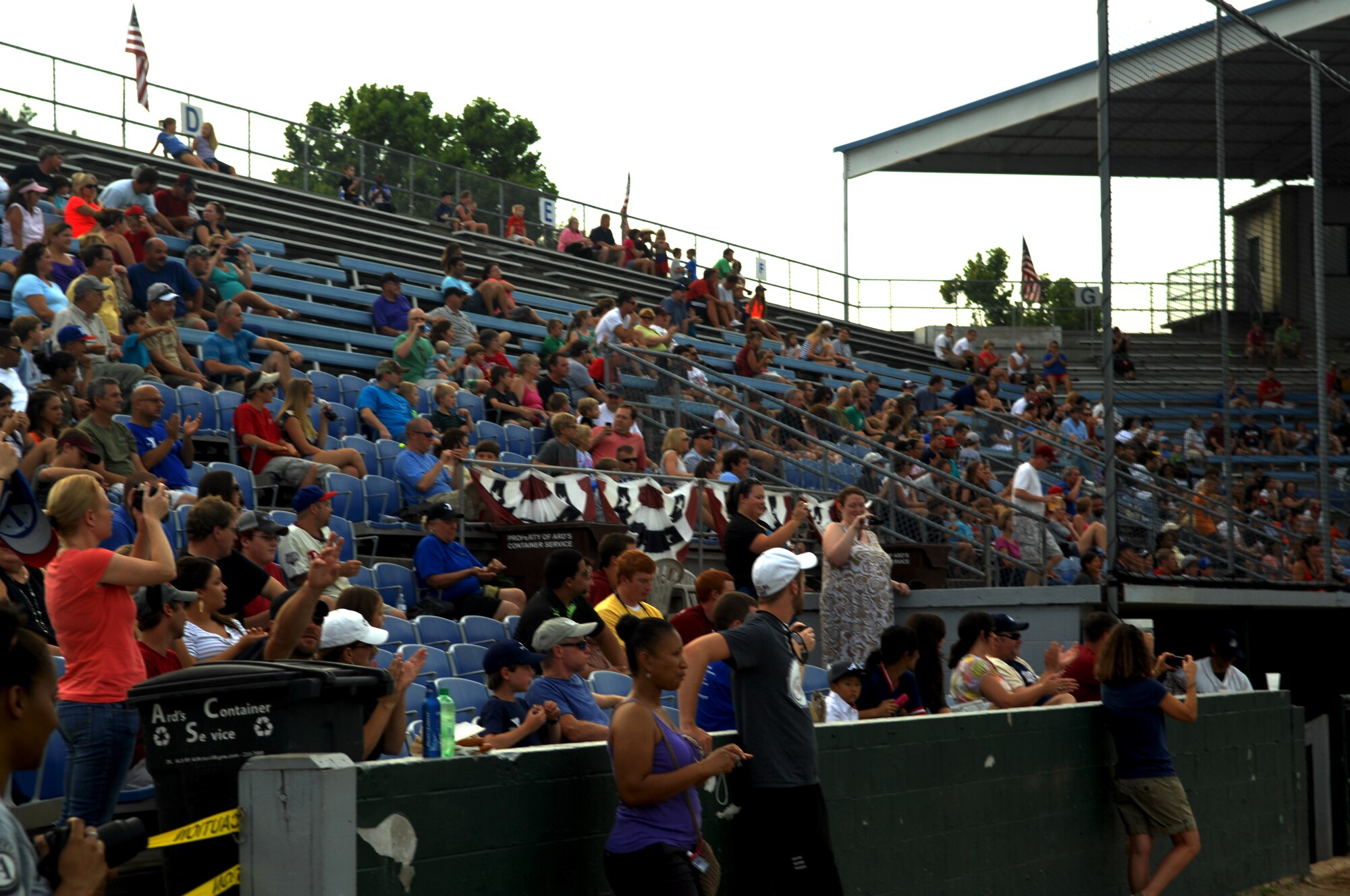 "Team Shaw Appreciation Night" begins at Capital City Stadium in Columbia, S.C., July 21, 2012, as the crowd  gathers to watch baseball and show their support. Team Shaw headlined the opening ceremonies for the Blowfish's game against the Gastonia Grizzlies. (U.S. Air Force Photo/ Senior Airman Neil D. Warner/Released)



