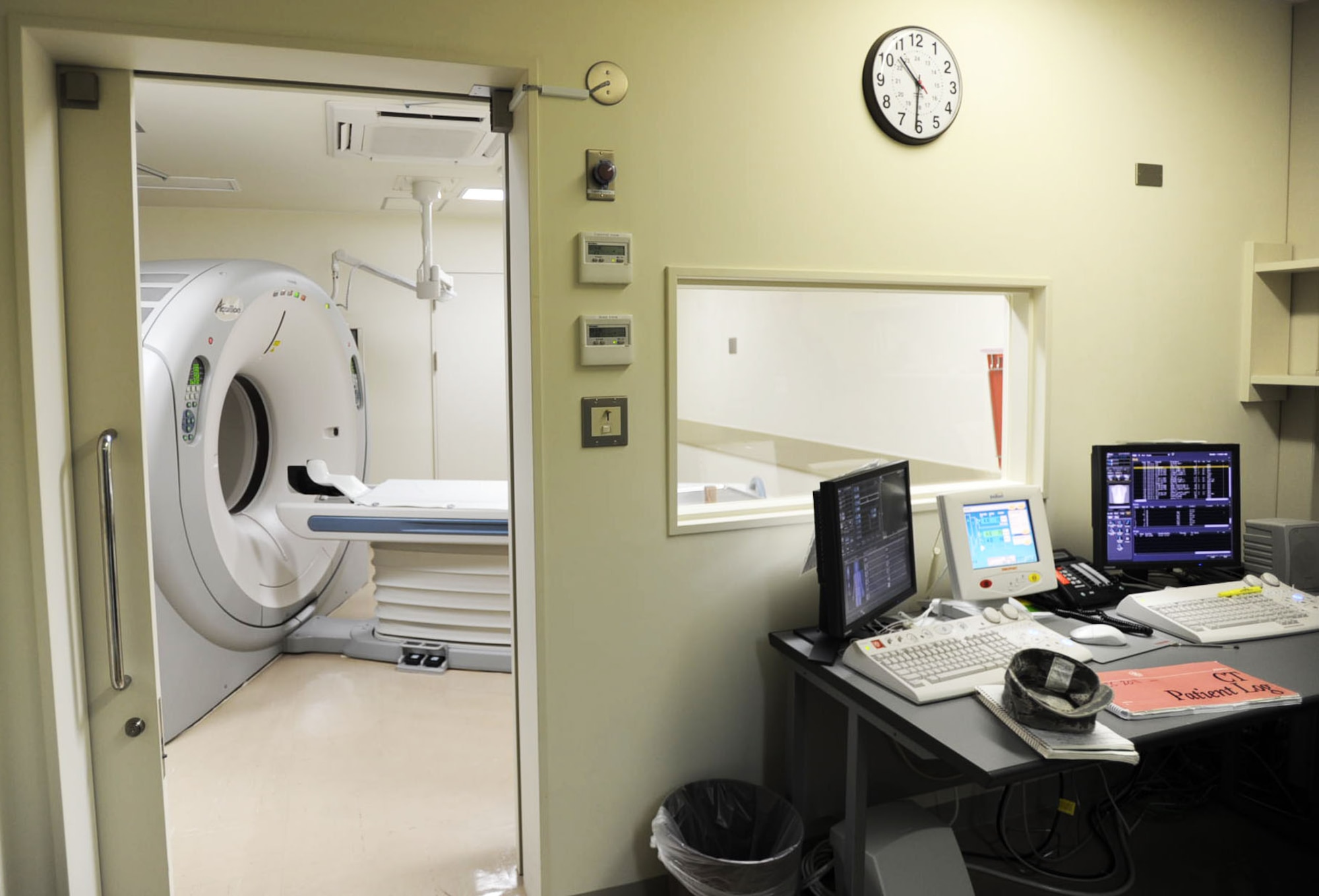 The 35th Medical Group’s CT scan is easily the largest scanning machine the 35 MDG owns at Misawa Air Base, Japan, July 24, 2012. This $1.1 million technology was purchased last year and has increased patient diagnostics by recouping money and keeping patients on base rather than transporting them to off-base Japanese medical care facilities. (U.S. Air Force photo by Airman 1st Class Kenna Jackson/Released)