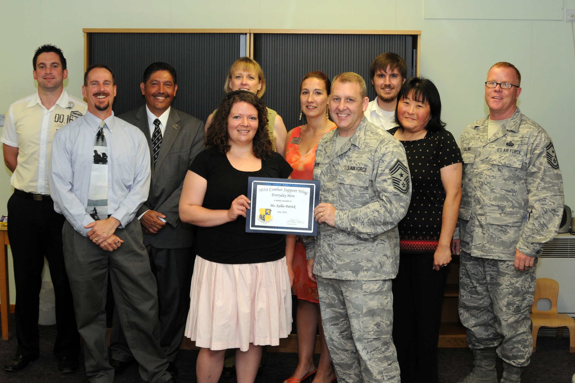 Kellee Patrick, 422nd Air Base Squadron, was named the July 501st CSW Everyday Hero from the 422nd ABS. Patrick is a big advocate for the squadron and community and talks to everyone about the employment opportunities with the 422nd ABS. She currently serves as the Croughton Crown manager. (U.S. Air Force photo by Master Sgt. Randy Hillsgrove)
 