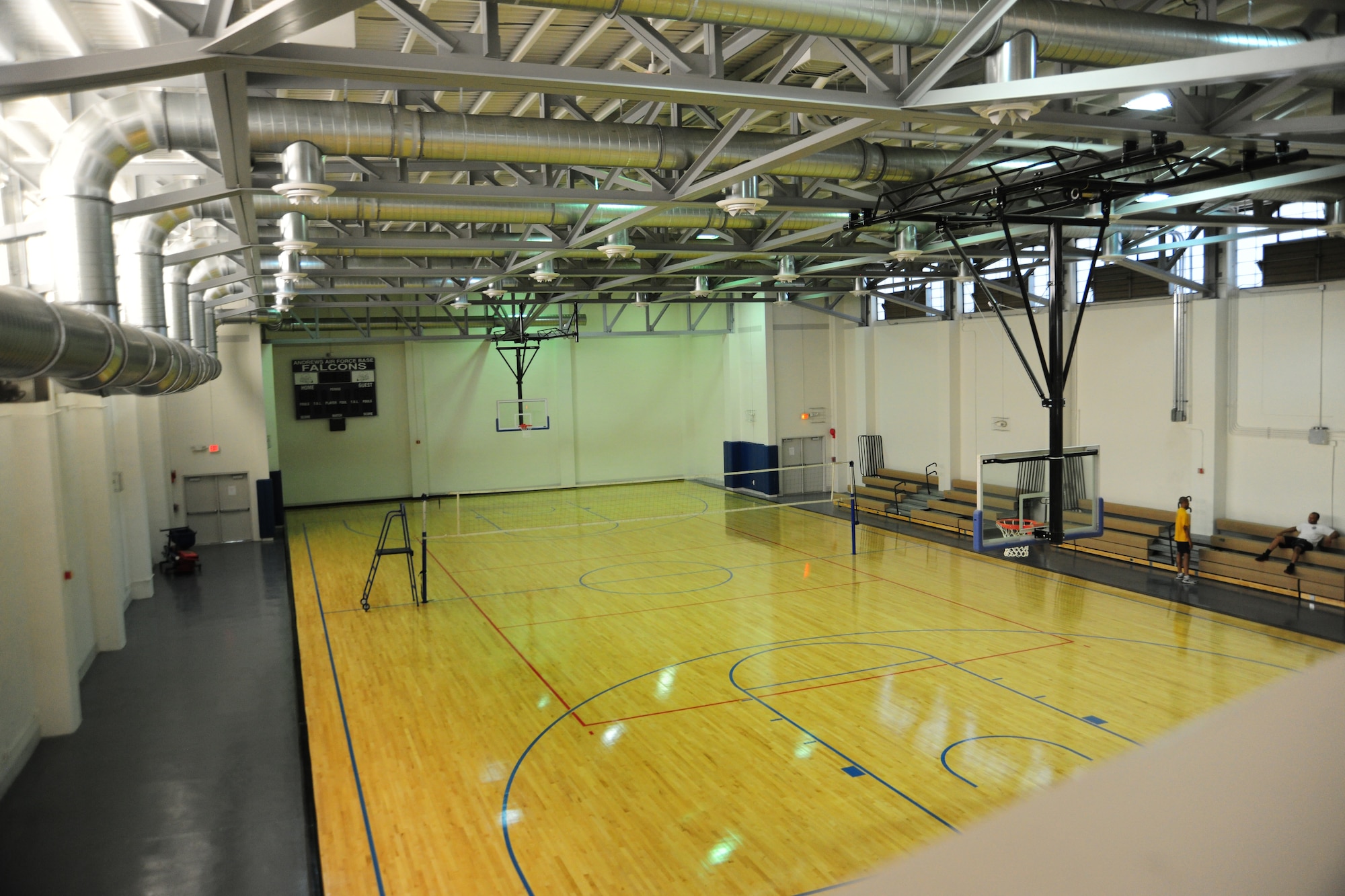 The Andrews East Fitness Center opened July 23, 2012 after undergoing extensive remodeling.  Newly-refinished basketball and racquetball court floors, new weight equipment and a resurfaced outdoor quarter-mile track.  The EFC is open Monday – Friday, from 6am to 6pm. (U.S. Air Force photo by/Senior Airman Amber Russell)