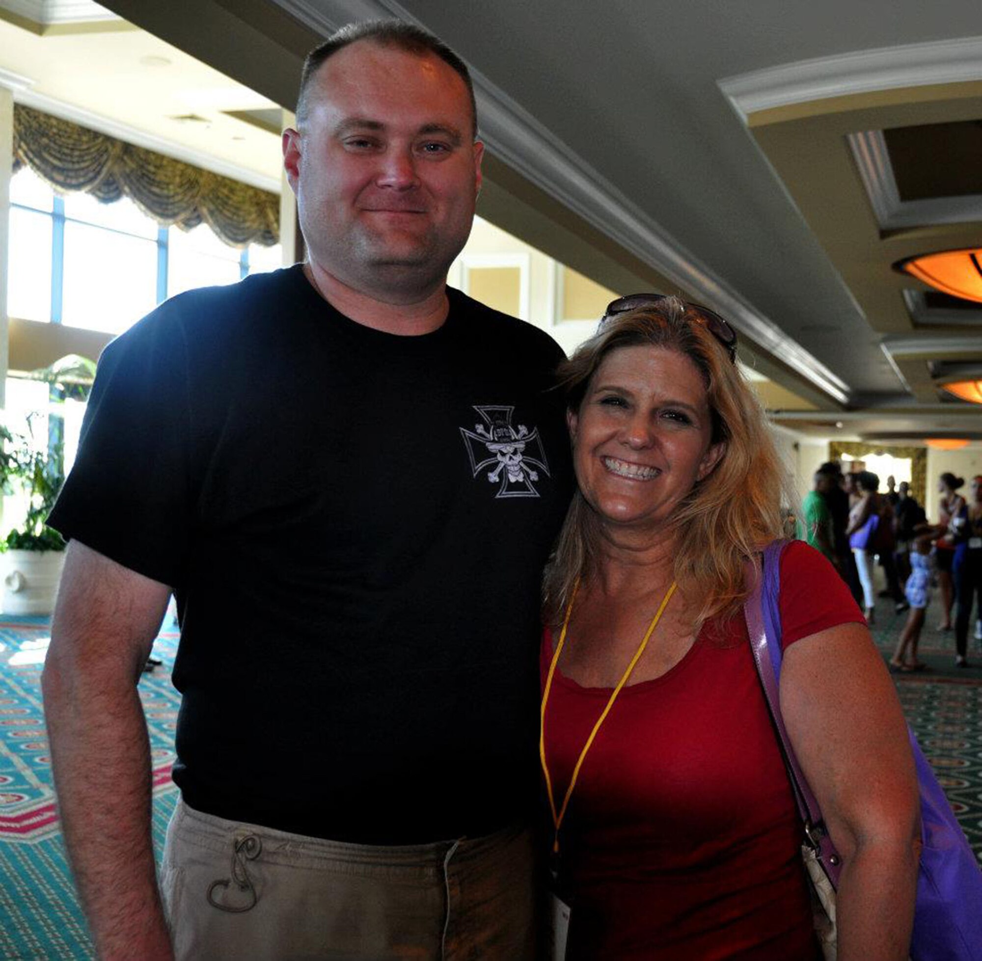 TRAVIS AIR FORCE BASE, Calif. -- Technical Sergeant Will Blackwell, 349th Aeromedical Evacuation Squadron, and his wife Kristi Blackwell attend the Yellow Ribbon event in San Diego, Calif., during the weekend of July 20, 2012. Blackwell, who recently returned from a deployment to Bagram is in San Diego for his first Yellow Ribbon event to, “See what’s available.” (U.S. AIR FORCE PHOTO/ Senior Airman Amelia Leonard)
