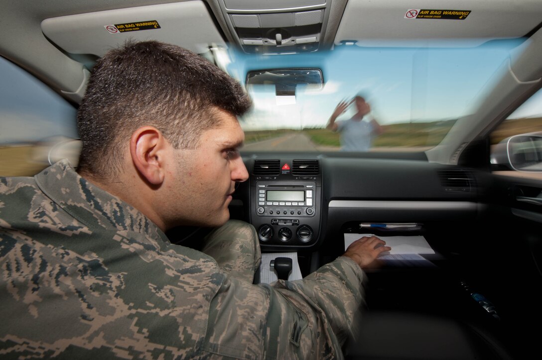 Few may realize that while they are behind the wheel, they are in control of a 2,000-pound guided missile capable of inflicting property damage, personal injury and even taking their lives and that of others. Air Force Instruction 31-218 "Motor Vehicle Traffic Supervision," along with Ellsworth's supplement 31-204, clearly states the regulations for the safe operation of motor vehicles while on base. (U.S. Air Force photo by Airman 1st Class Zachary Hada/Released)