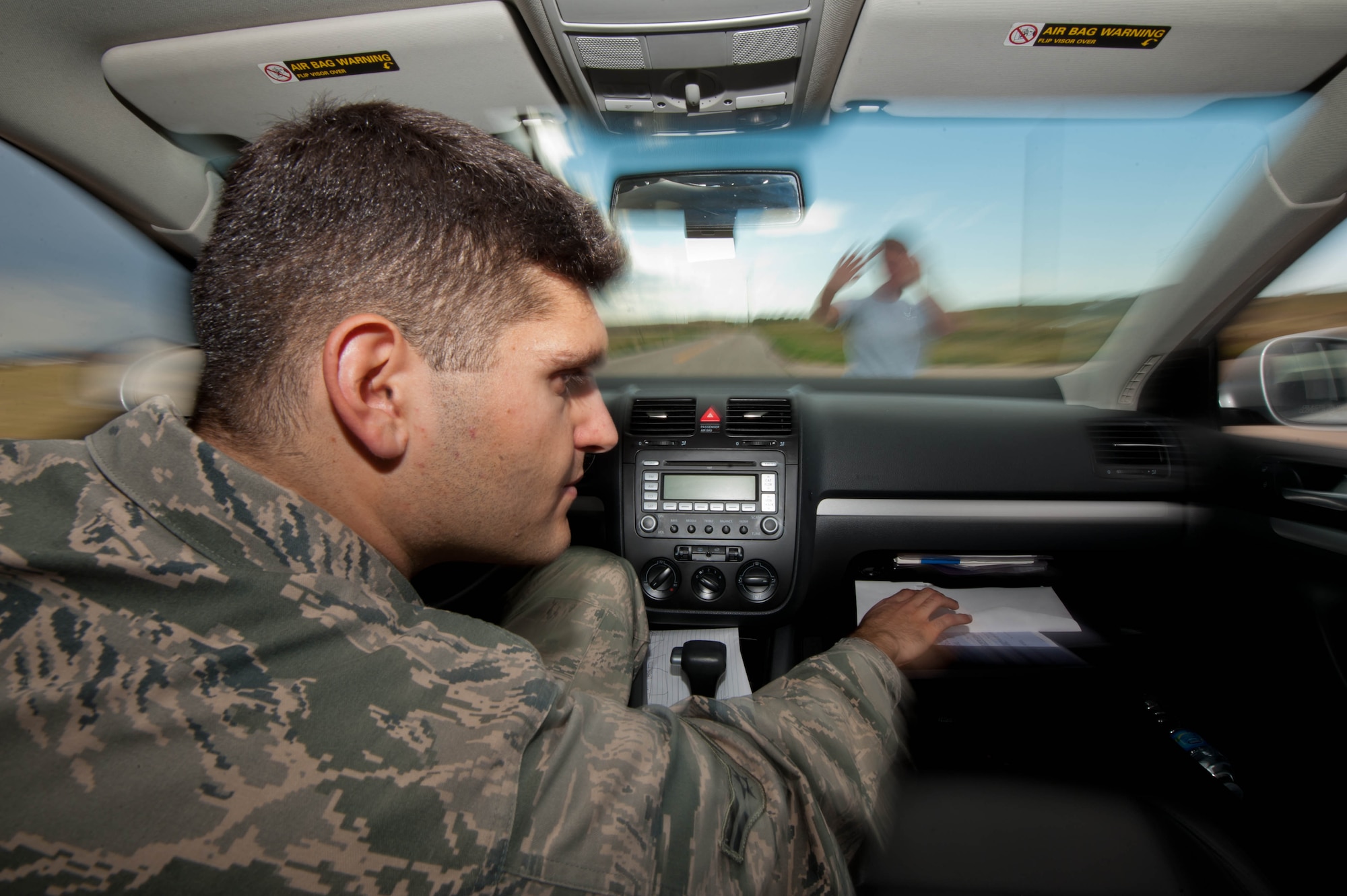 Few may realize that while they are behind the wheel, they are in control of a 2,000-pound guided missile capable of inflicting property damage, personal injury and even taking their lives and that of others. Air Force Instruction 31-218 "Motor Vehicle Traffic Supervision," along with Ellsworth's supplement 31-204, clearly states the regulations for the safe operation of motor vehicles while on base. (U.S. Air Force photo by Airman 1st Class Zachary Hada/Released)