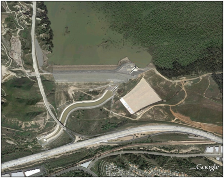 Aerial view of Prado Dam