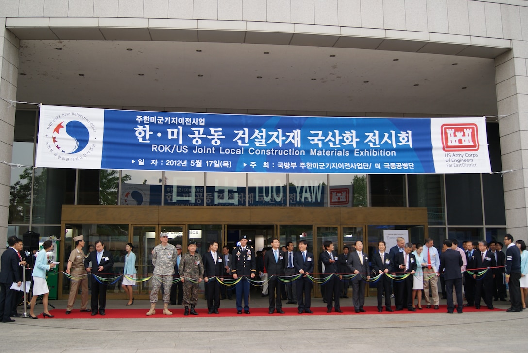 Attendees listen to speakers at the Local Construction Materials Conference hosted by the Far East District and the Korea Ministry of National Defense May 17. 