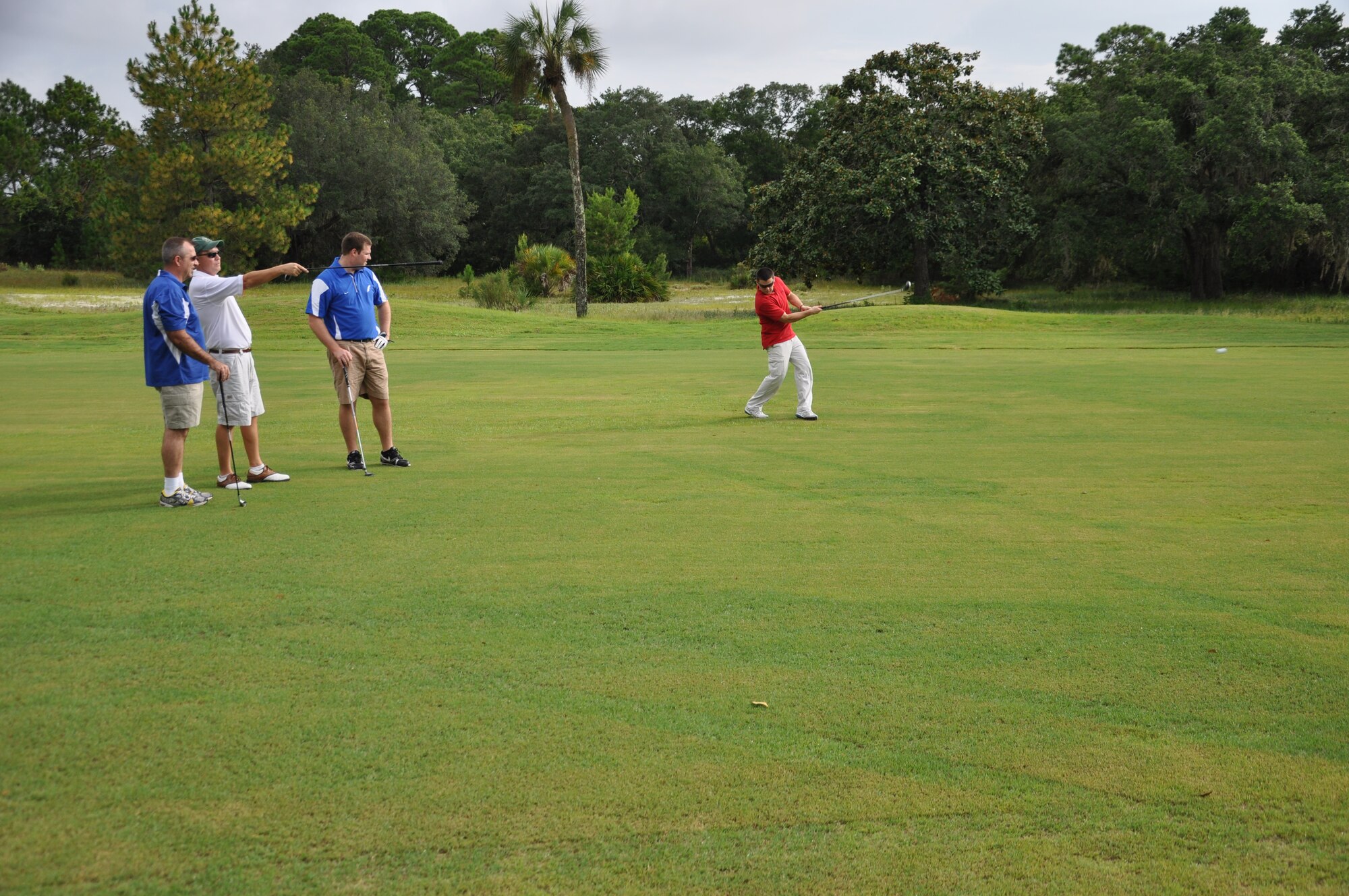 One hundred and thirty-six individuals from Team Tyndall and the surrounding community participated in an Air Force ball golf tournament July 27 at the Pelican Point Golf Course. (U.S. Air Force photo by Senior Airman Rachelle Elsea)

