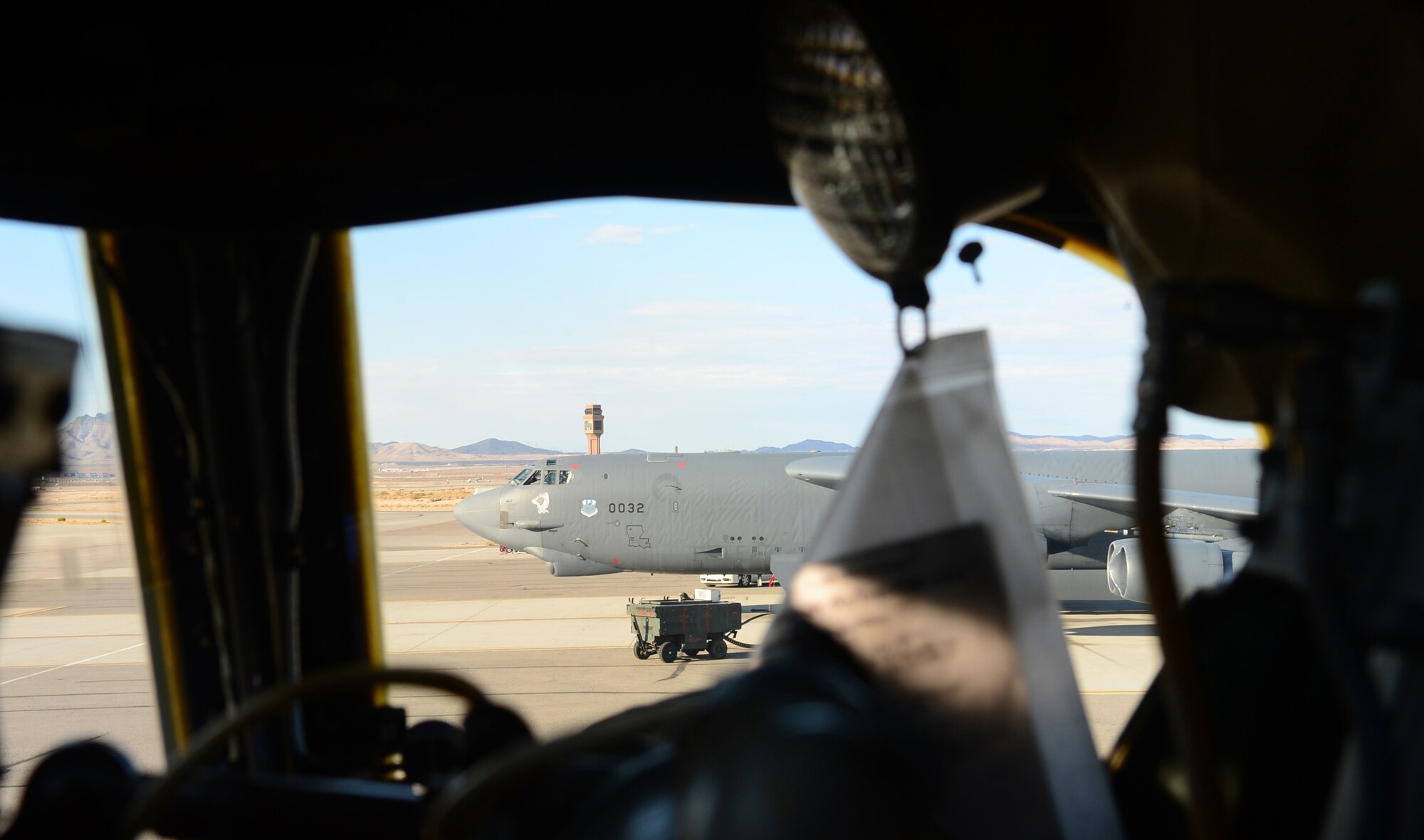 A B-52H Stratofortress taxis after flying a mission during Exercise Red Flag July 19 at Nellis Air Force Base, Nev. Red Flag provides an opportunity for Air Force Global Strike Command units to demonstrate their ability to deploy long-range strike forces and deliver precision effects that strengthen the nuclear enterprise. (U.S. Air Force photo/Tech. Sgt. Rebecca Zannetti)(RELEASED)