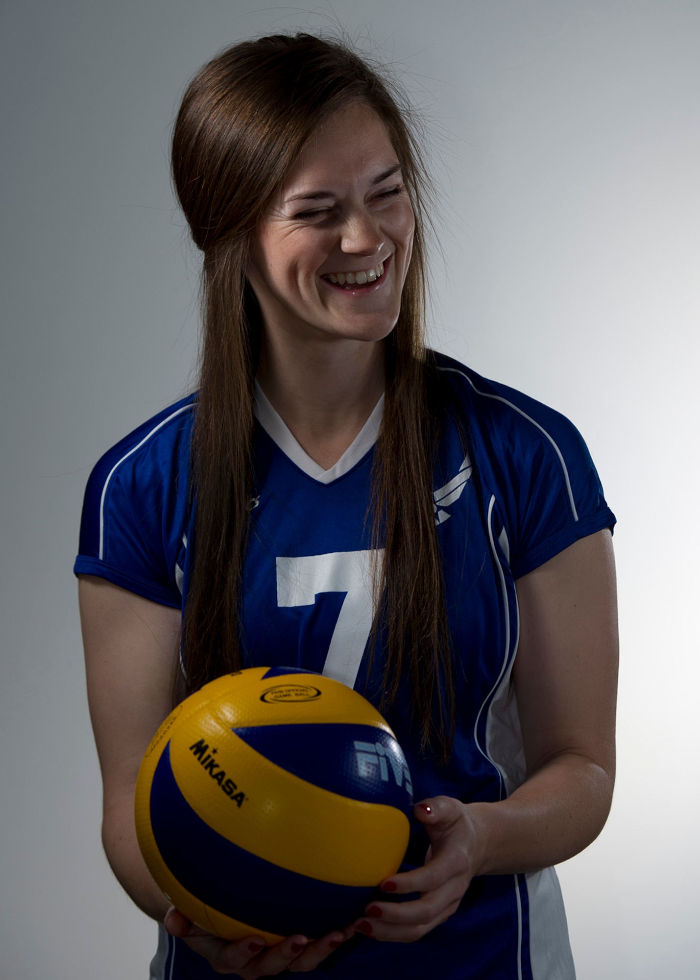 Airman 1st Class Meghan Haas, team captain and outside hitter from the 31st Security Forces Squadron, joined 10 other women from across the Air Force to compete against representatives from the Army, Navy, Marine Corps and Coast Guard in the 2012 Armed Forces Women’s Volleyball Championship. After leading the Air Force team to an undefeated victory, Haas went on to represent the United States in the Conseil International du Sport Militaire world championship in Amsterdam in July.(U.S. Air Force photo by Staff Sgt. Julianne M. Showalter)
