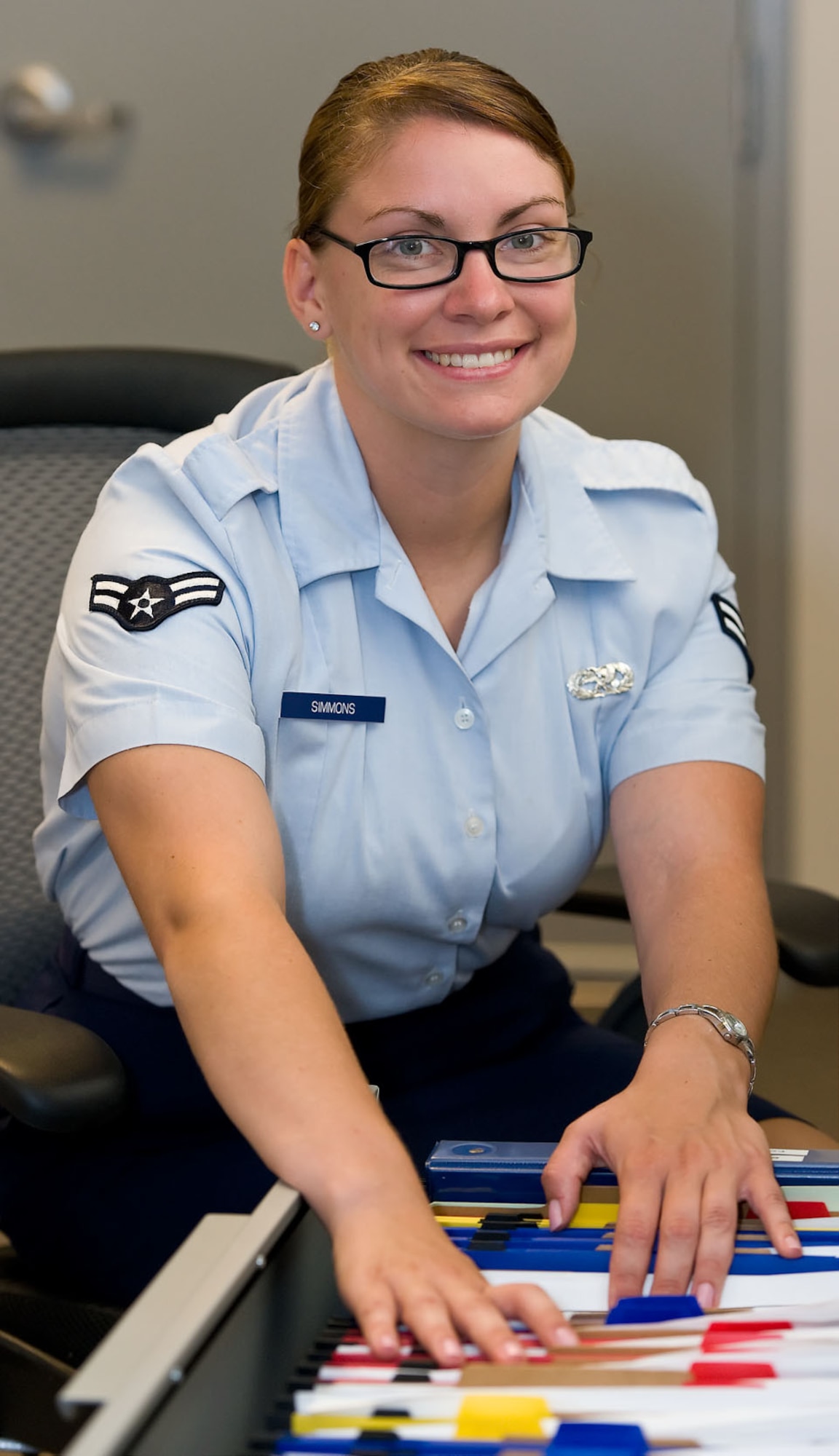 Airman 1st Class Rachel Simmons, Airman of the Week Aug. 3, 2012. (U.S. Air Force photo by Roland Balik)