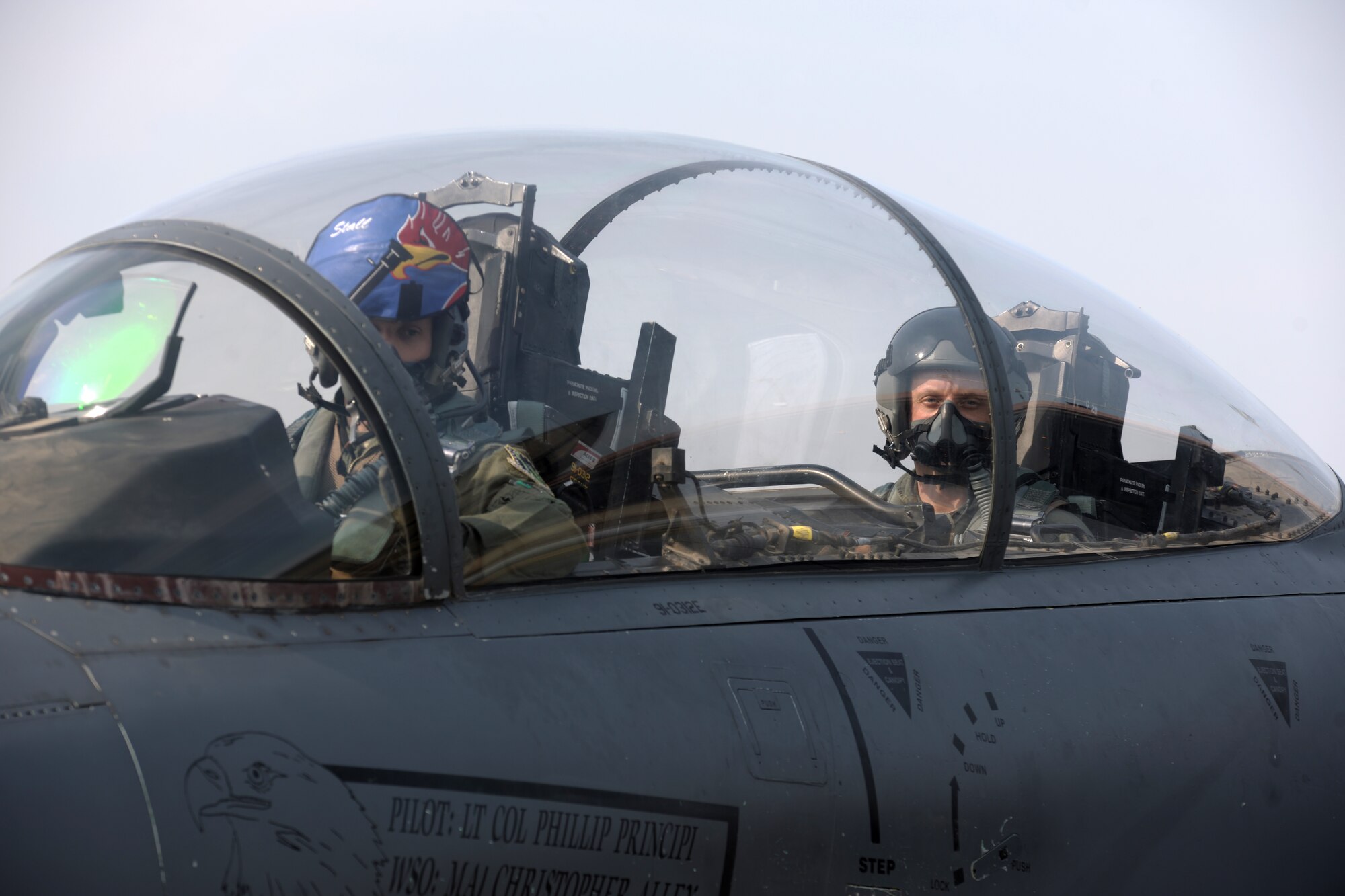 RAF LAKENHEATH, England – (right) Master Sgt. Gabriel Browning, 422nd Communications Squadron, RAF Croughton, United Kingdom, taxis out on the flightline before his incentive flight July 27. Browning earned the flight as the 501st Combat Support Wing SNCO of the Year and his deployment where his unit lost nine people, including his boss and co-worker, to an Afghan gunman. (U.S. Air Force photo by Master Sgt. John Barton)