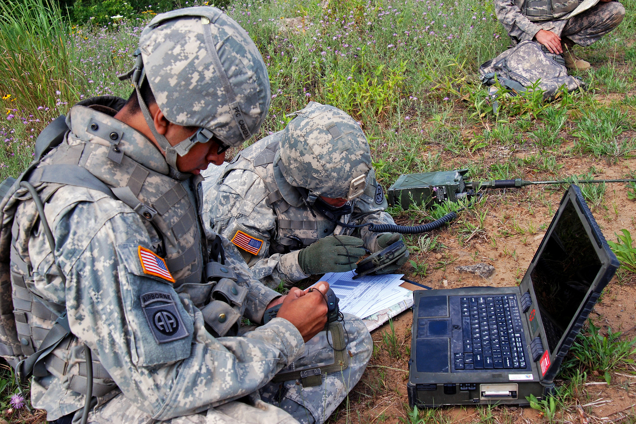 Soldiers set up a fire direction center to detect and enable their two ...