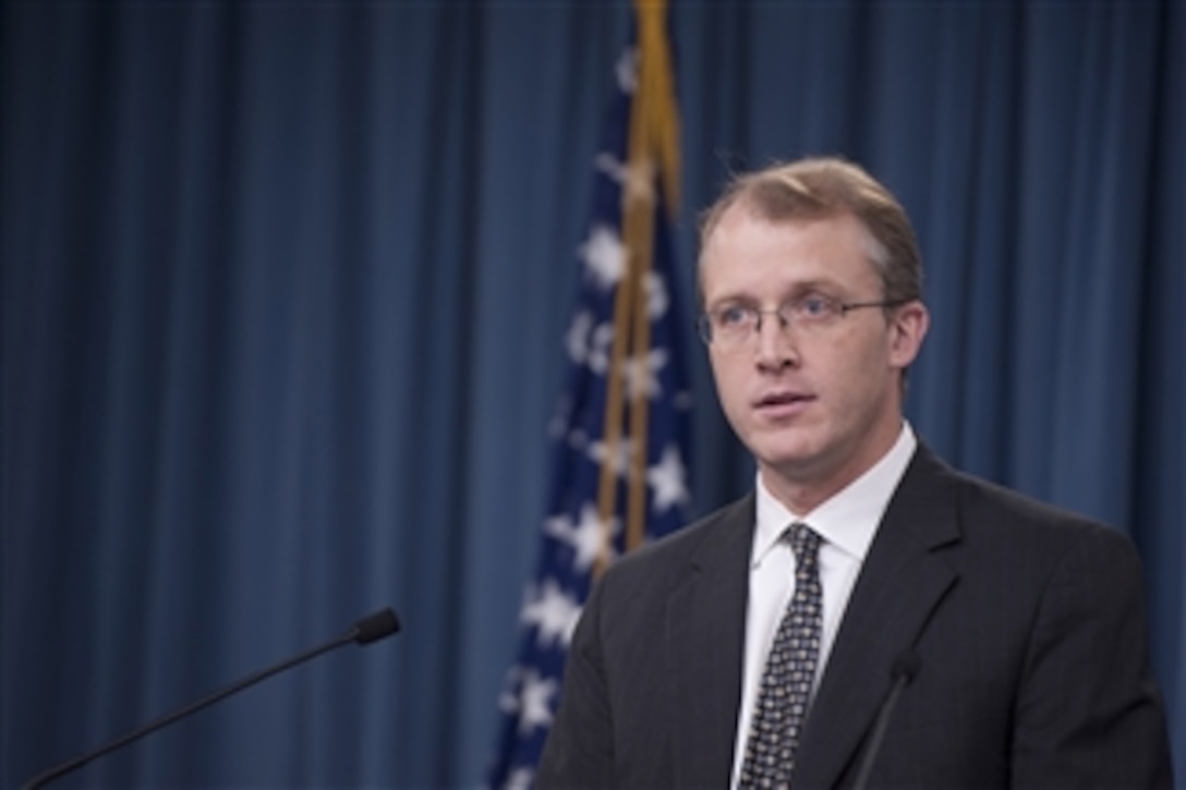 Acting Assistant Secretary of Defense for Public Affairs George Little answers a reporter's question during a Pentagon press briefing on July 26, 2012.  