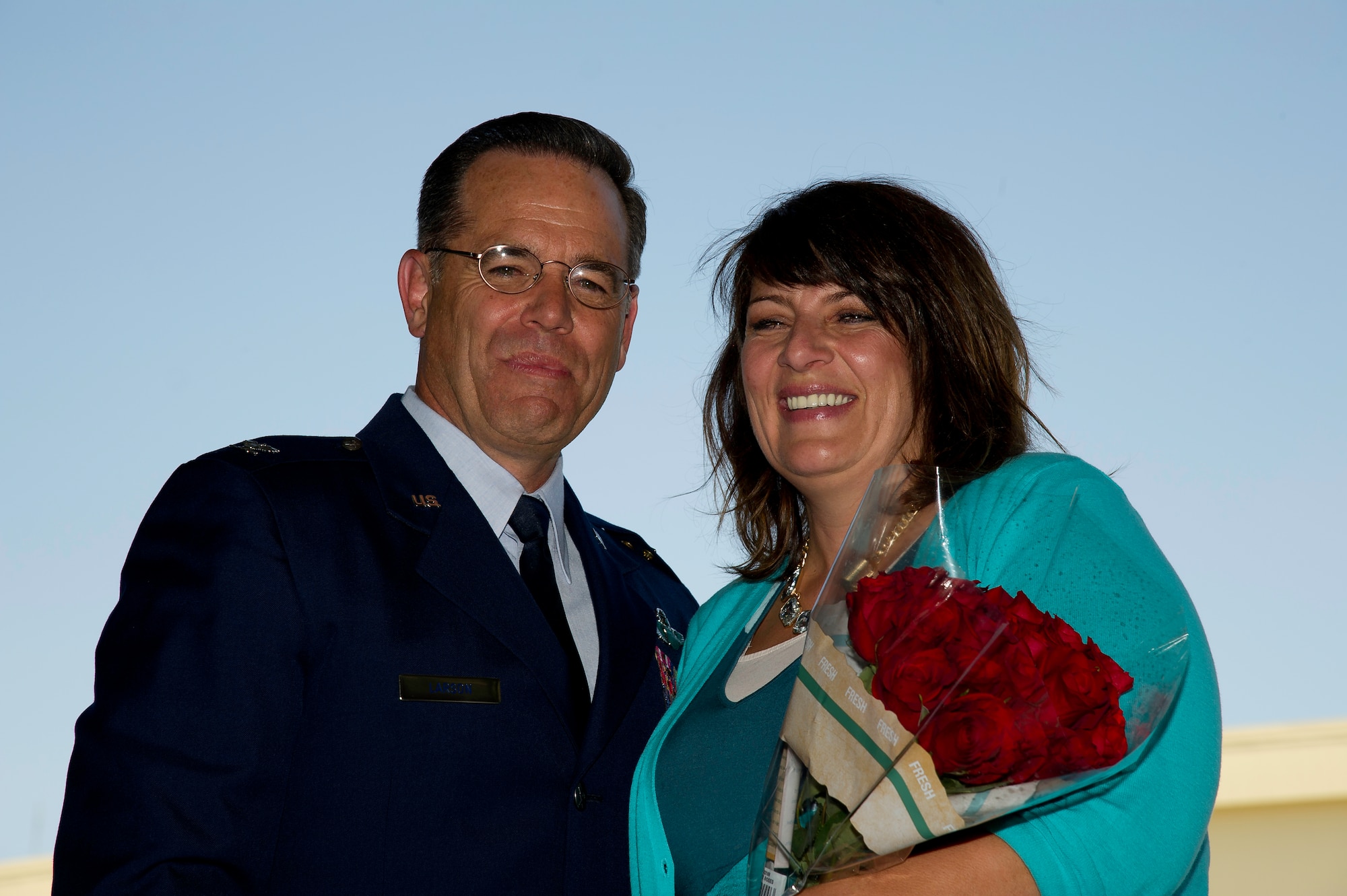 Col Mark Larson's promotion and farewell on July 21. (U.S. Air Force photo by Staff Sgt. Matthew Smith) 

