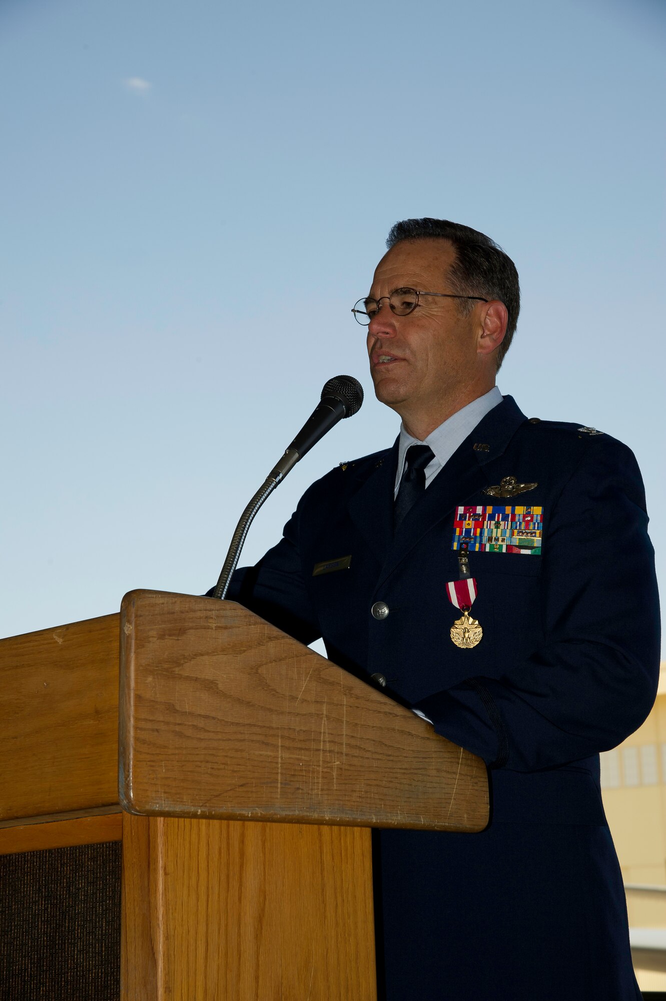 Col Mark Larson's promotion and farewell on July 21. (U.S. Air Force photo by Staff Sgt. Matthew Smith) 

