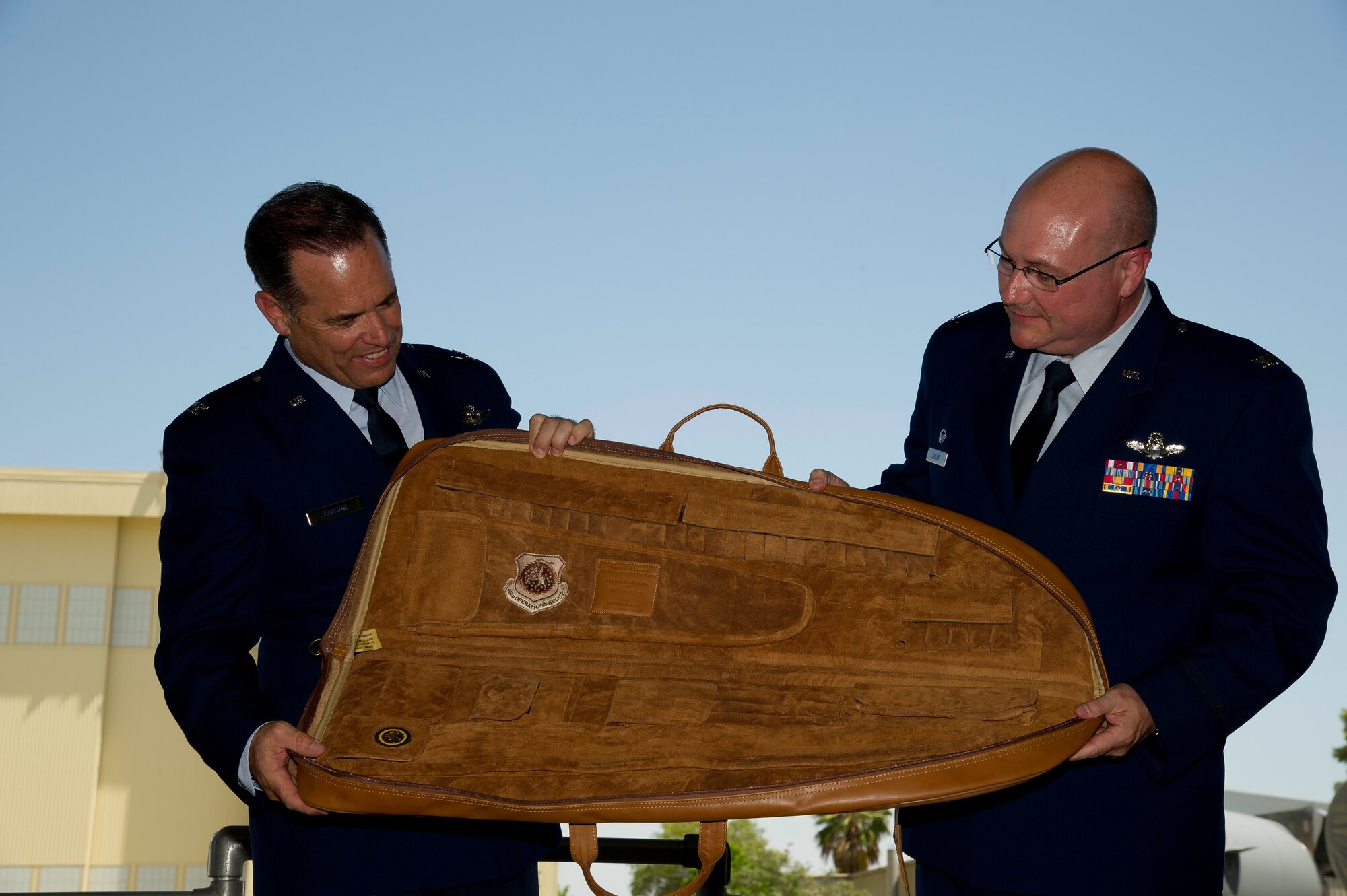 Col Mark Larson's promotion and farewell on July 21. (U.S. Air Force photo by Staff Sgt. Matthew Smith) 

